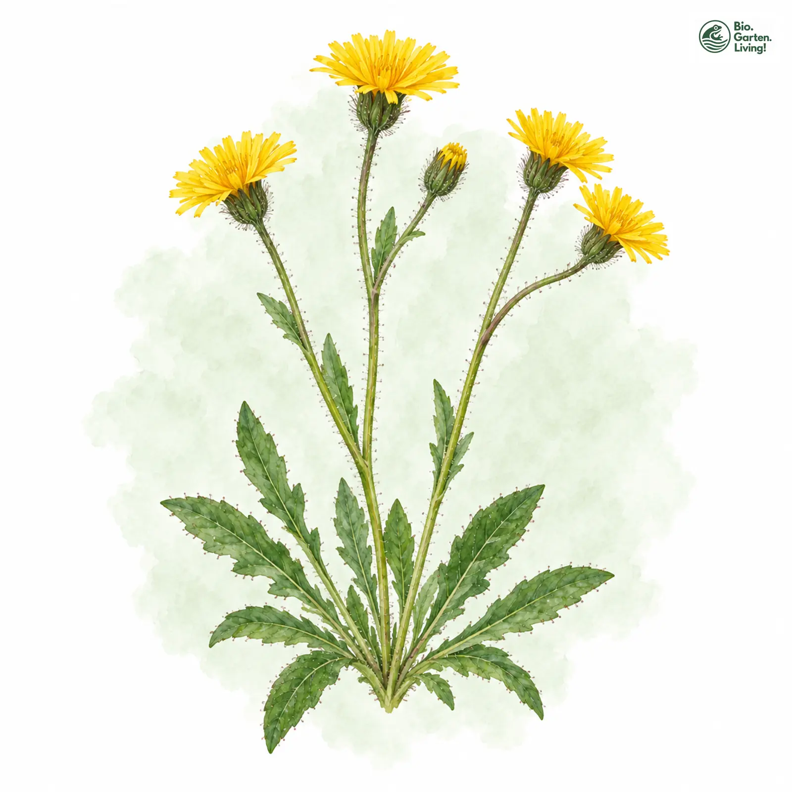 Aquarellzeichnung: Niedriges Habichtskraut (Hieracium humile)