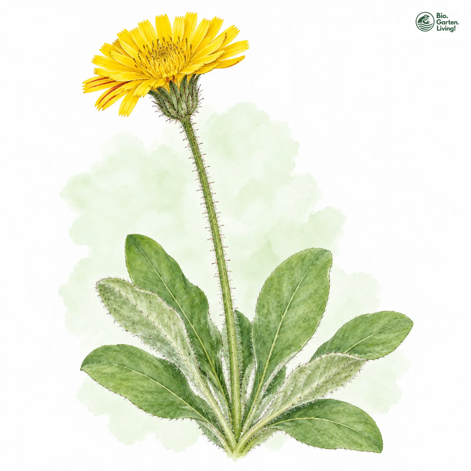 Aquarellzeichnung: Breitschuppiges Habichtskraut (Hieracium hypeuryum)