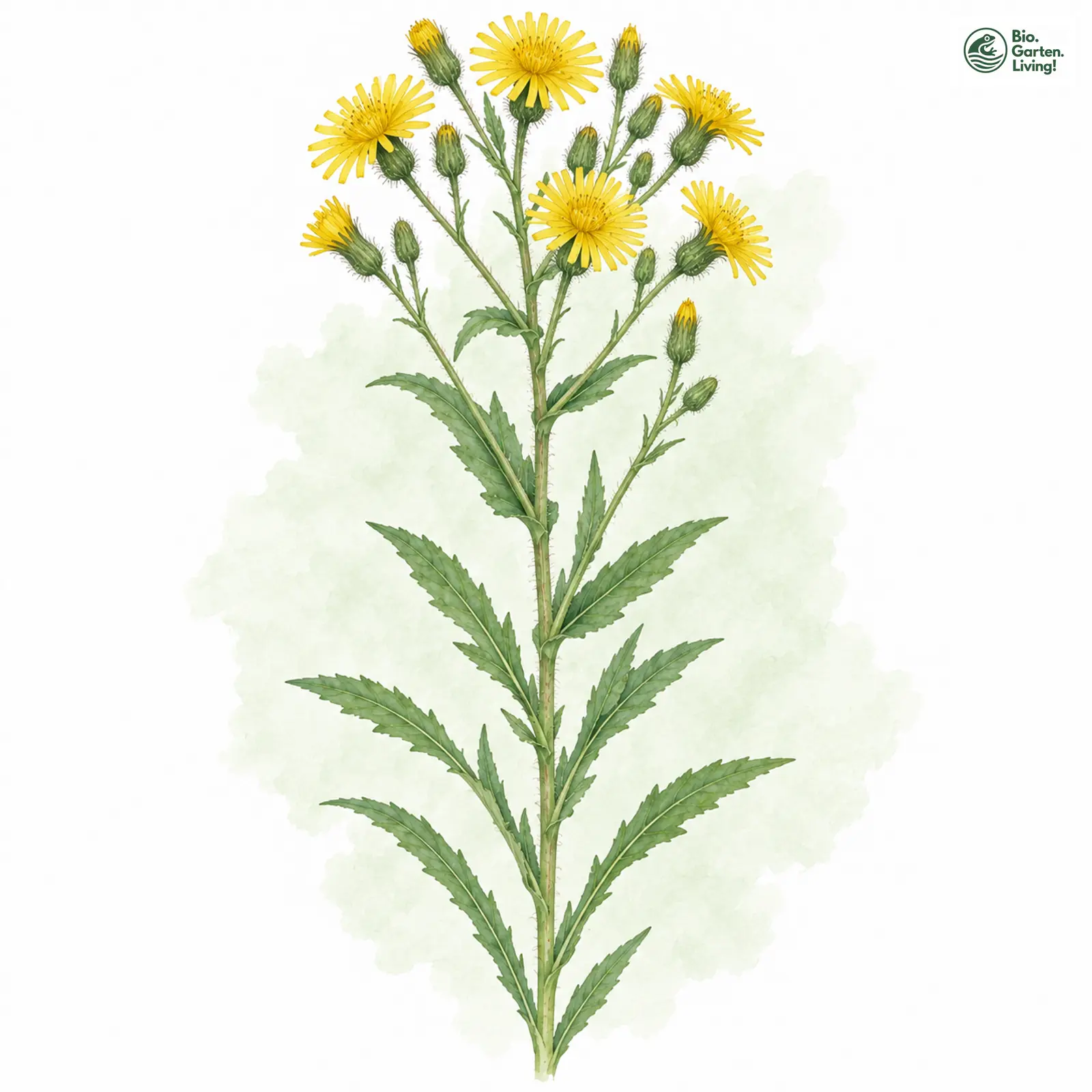 Aquarellzeichnung: Alant-Habichtskraut (Hieracium inuloides)