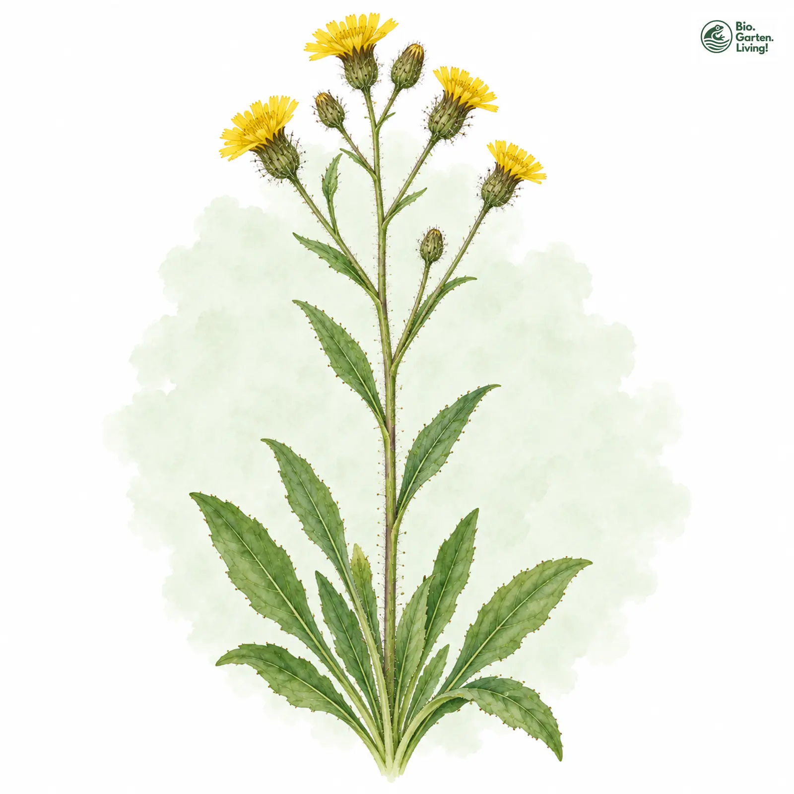 Aquarellzeichnung: Kükenthal-Habichtskraut (Hieracium kuekenthalianum)