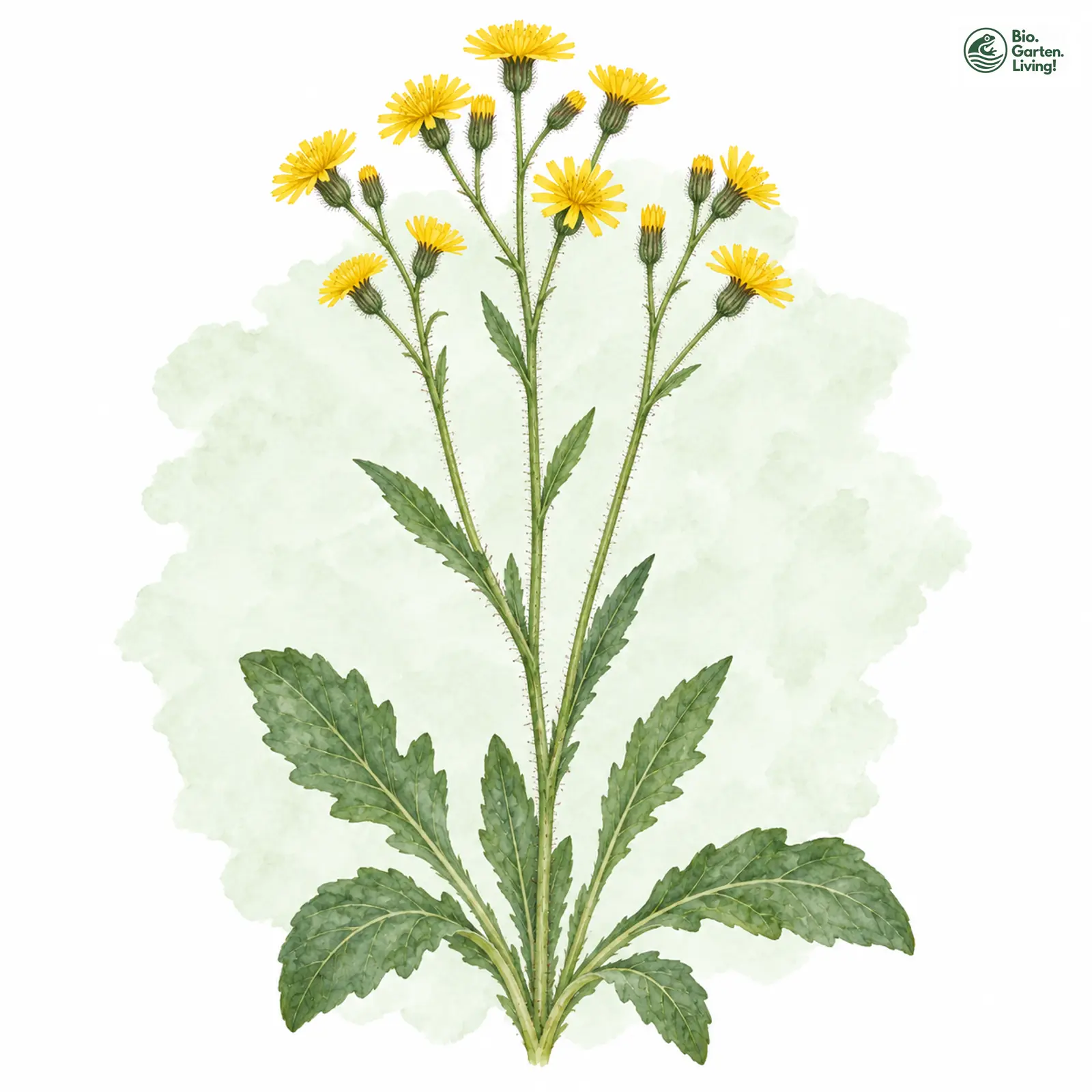 Aquarellzeichnung: Gewöhnliches Habichtskraut (Hieracium lachenalii)