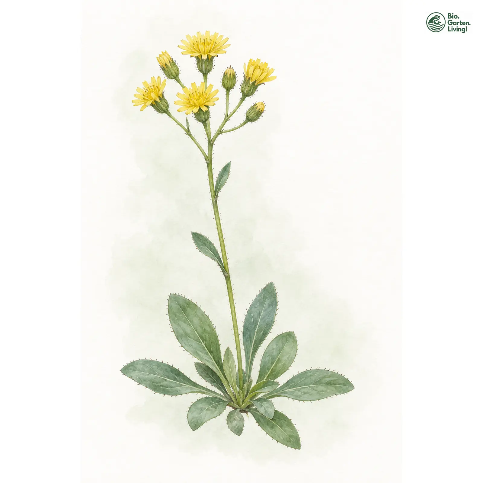 Aquarellzeichnung: Geöhrtes Habichtskraut (Hieracium lactucella)