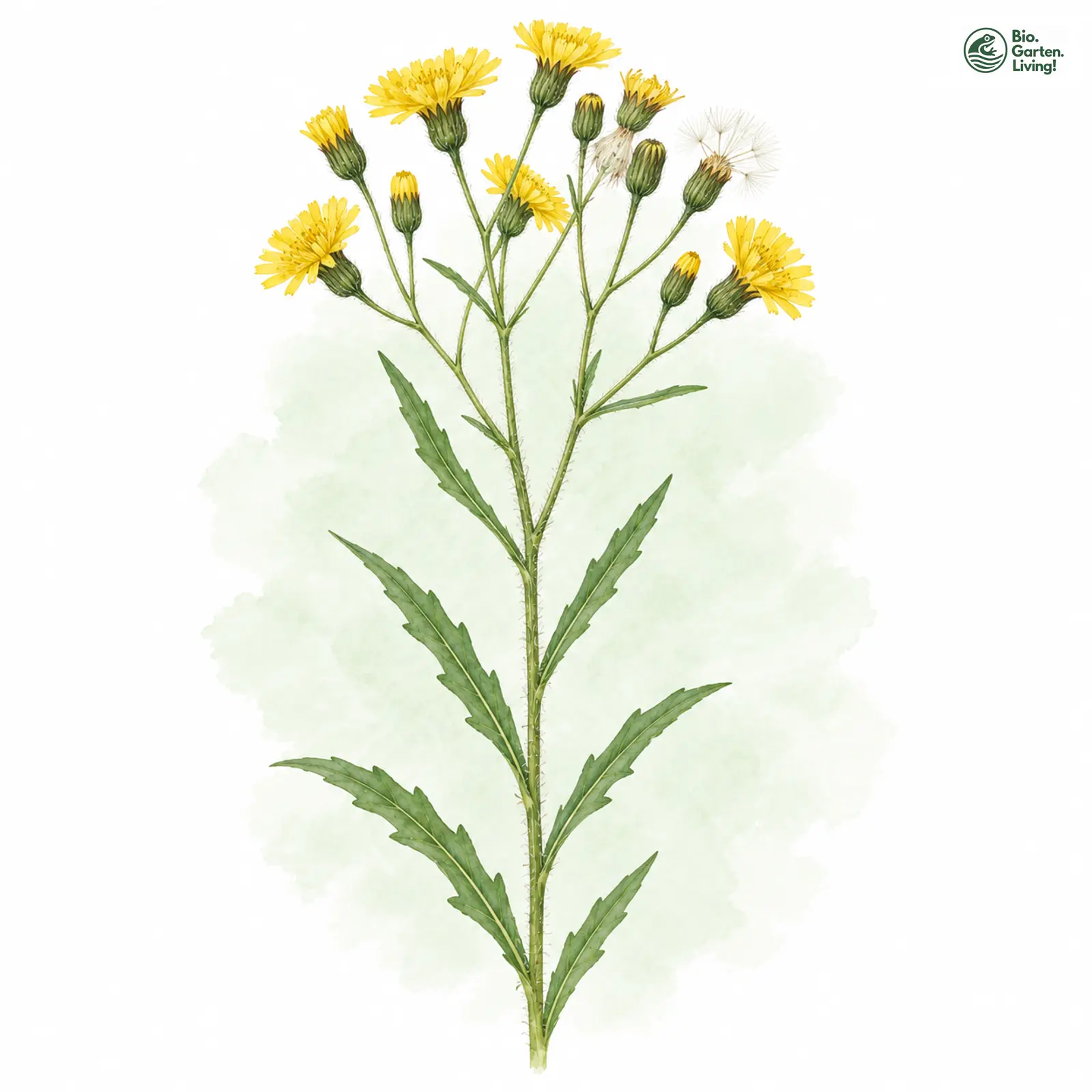 Aquarellzeichnung: Glattes Habichtskraut (Hieracium laevigatum)