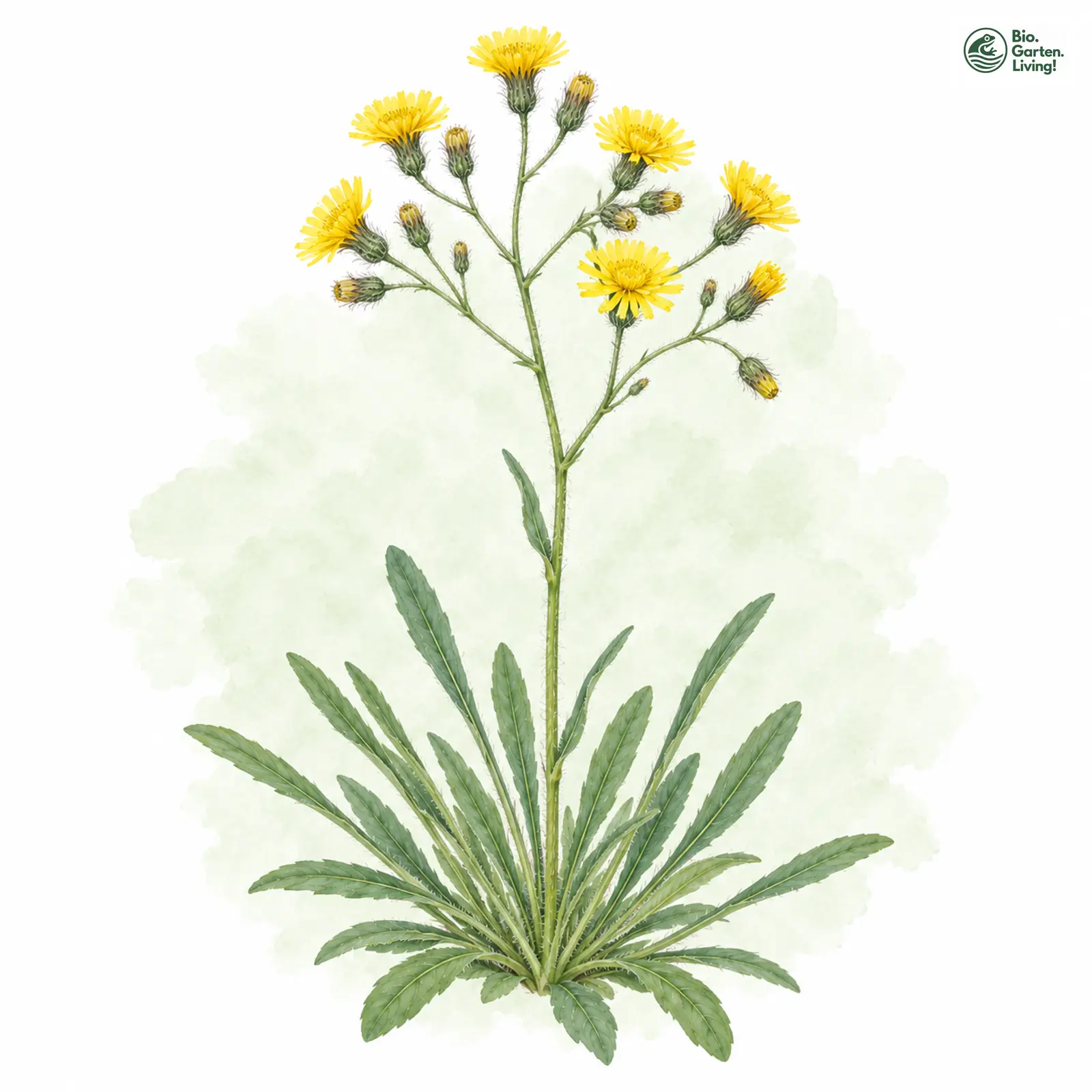 Aquarellzeichnung: Zartes Habichtskraut (Hieracium leptophyton)