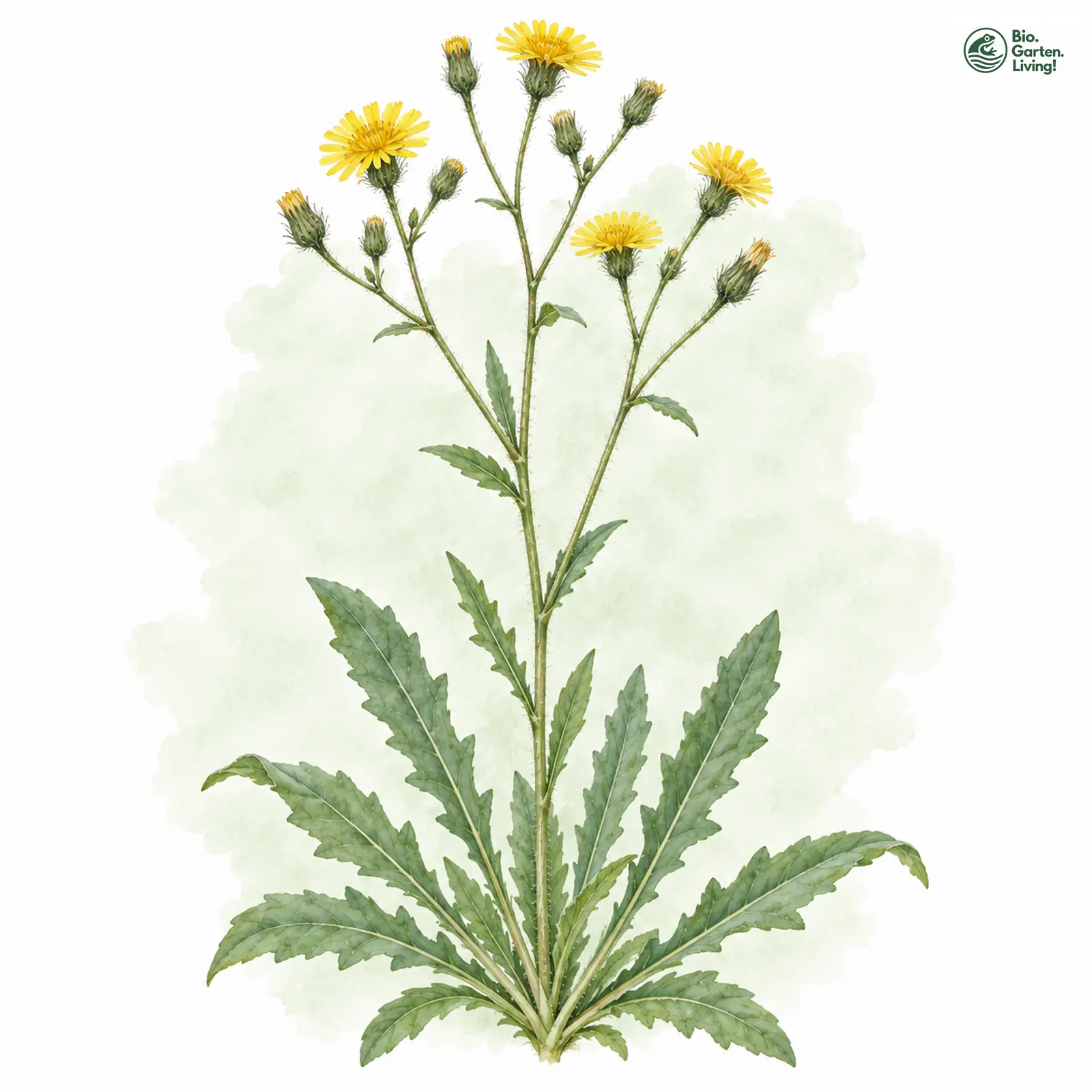 Aquarellzeichnung: Dünnstängliges Habichtskraut (Hieracium levicaule)