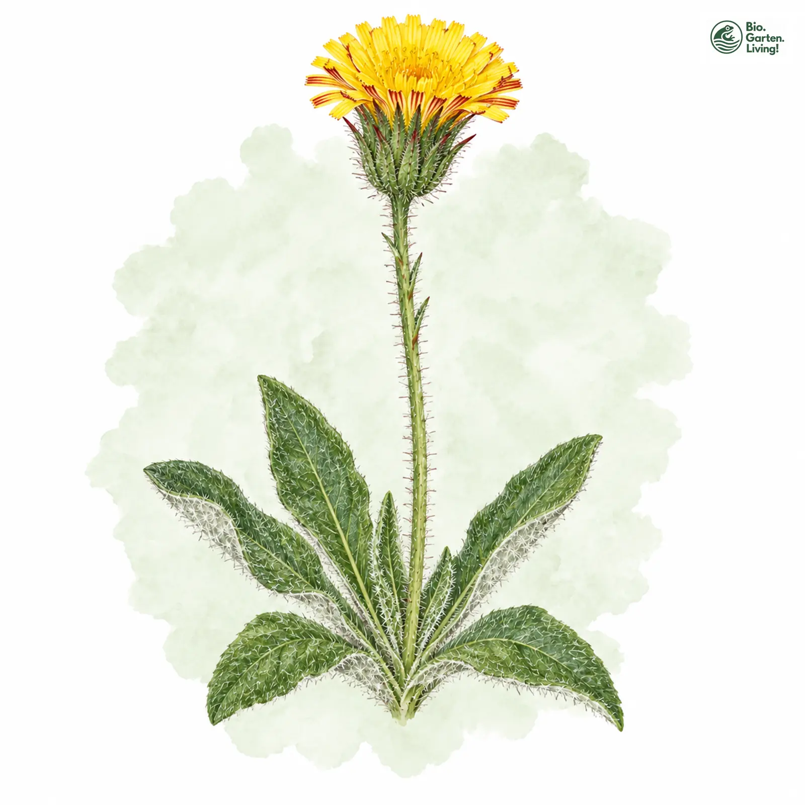 Aquarellzeichnung: Langschuppiges Habichtskraut (Hieracium longisquamum)