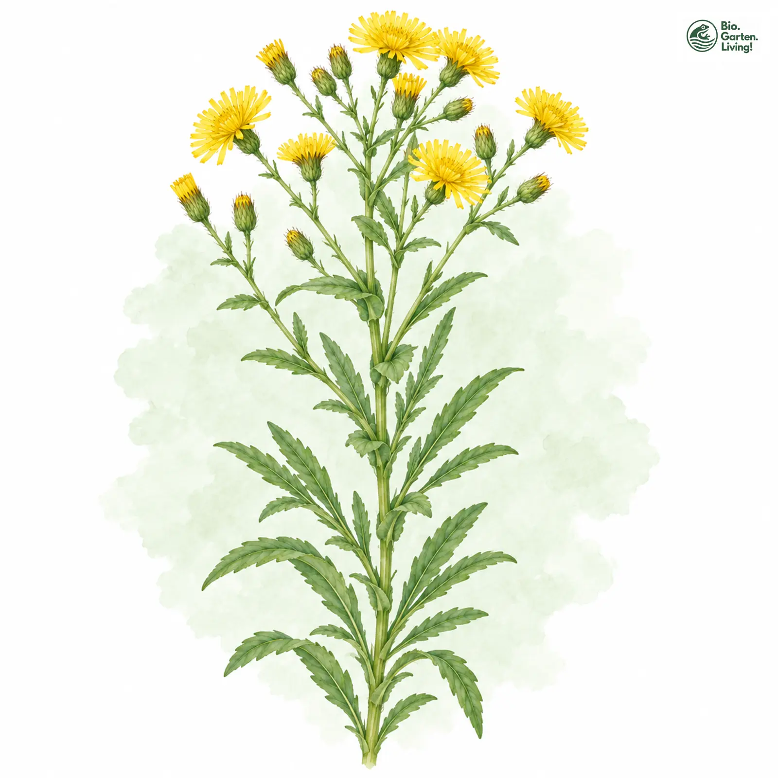 Aquarellzeichnung: Wolftstrapp-Habichtskraut (Hieracium lycopifolium)