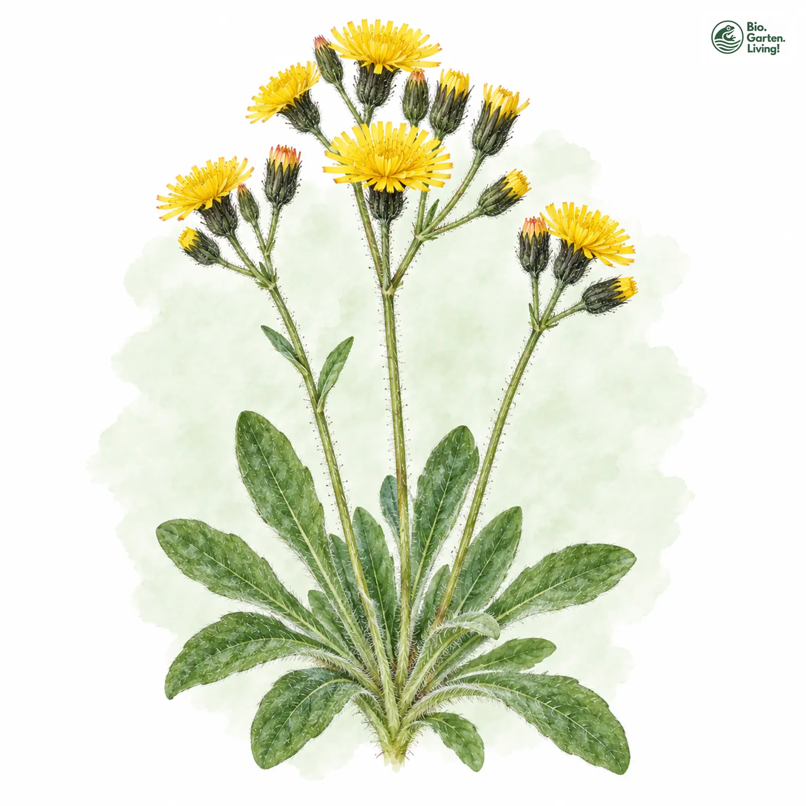 Aquarellzeichnung: Großblütiges Habichtskraut (Hieracium macranthelum)