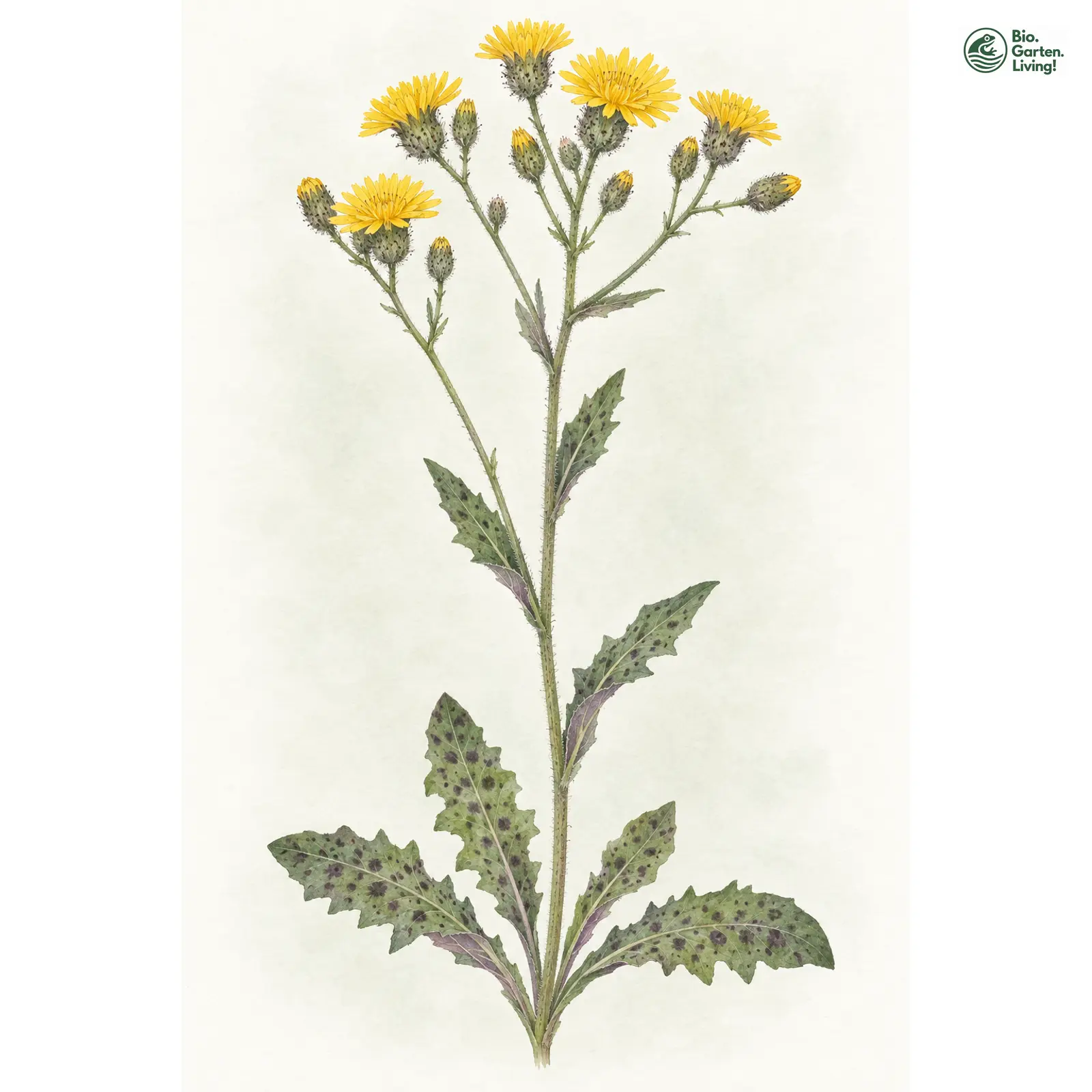 Aquarellzeichnung: Geflecktes Habichtskraut (Hieracium maculatum)
