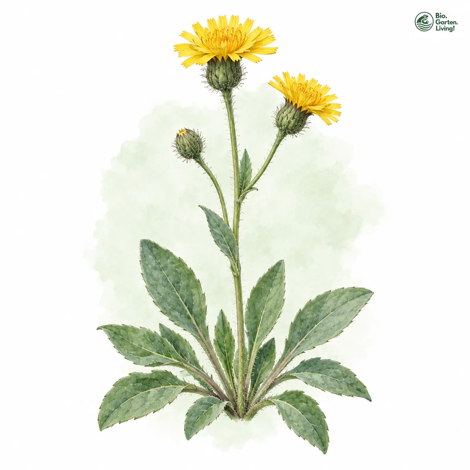 Aquarellzeichnung: Misox-Habichtskraut (Hieracium misaucinum)