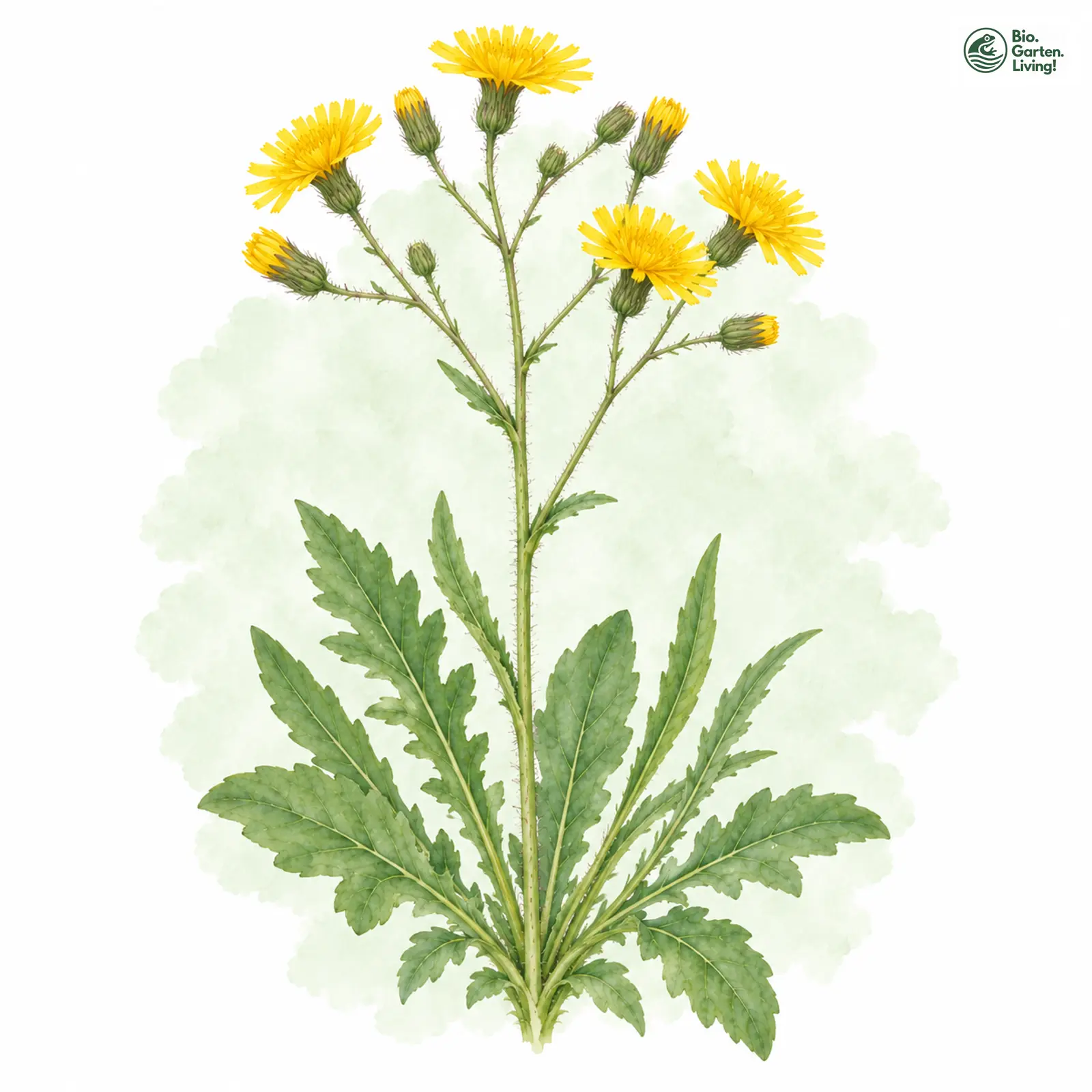 Aquarellzeichnung: Wald-Habichtskraut (Hieracium murorum)
