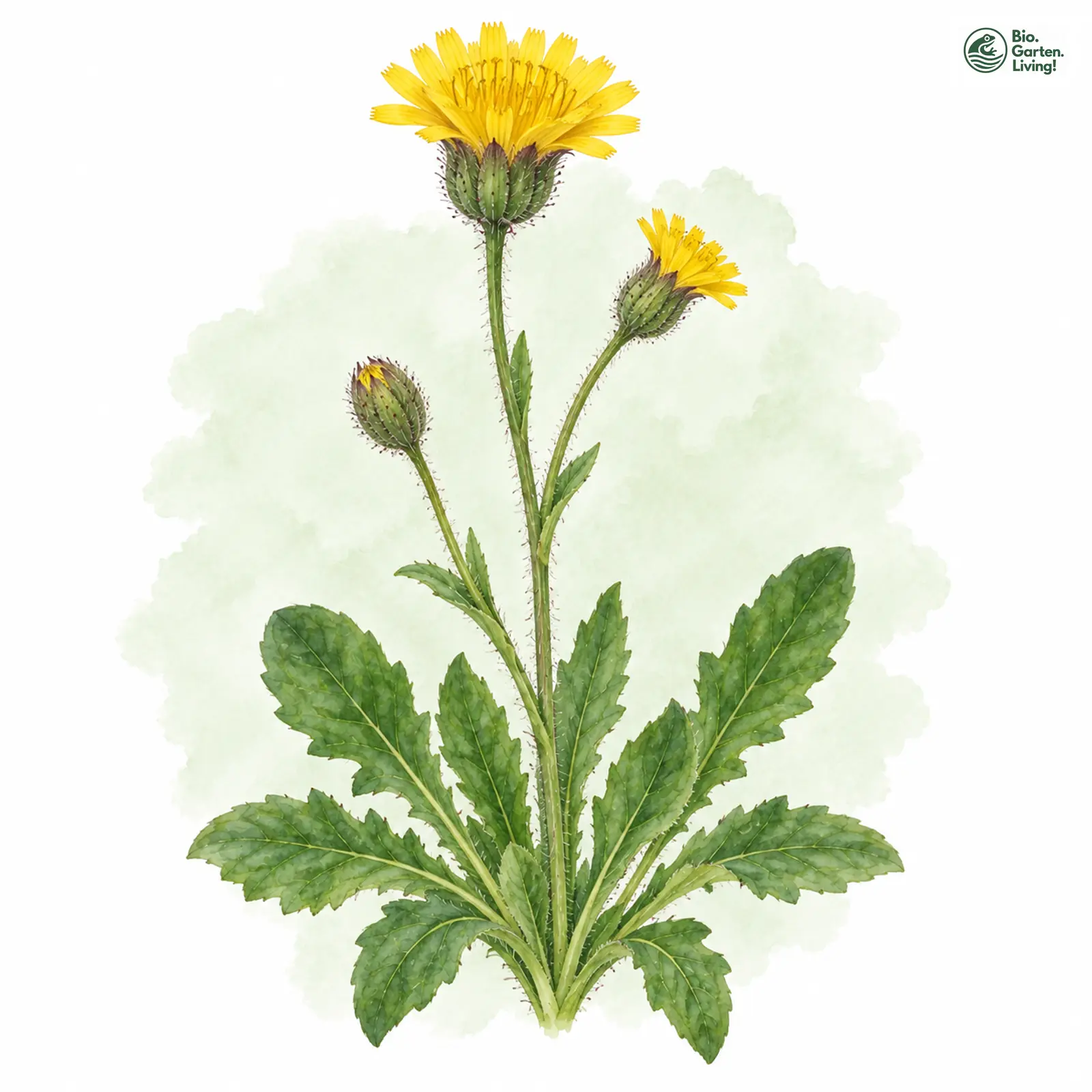 Aquarellzeichnung: Schwärzliches Habichtskraut (Hieracium nigrescens)