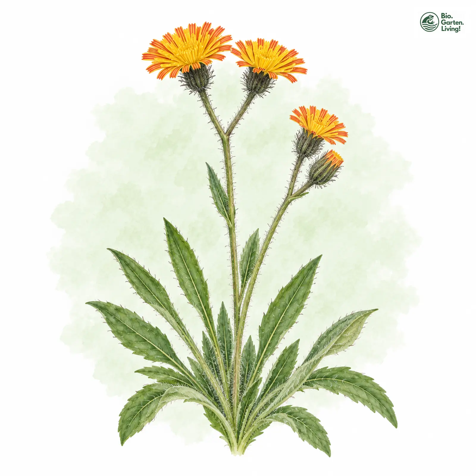 Aquarellzeichnung: Unechtes Habichtskraut (Hieracium nothum)