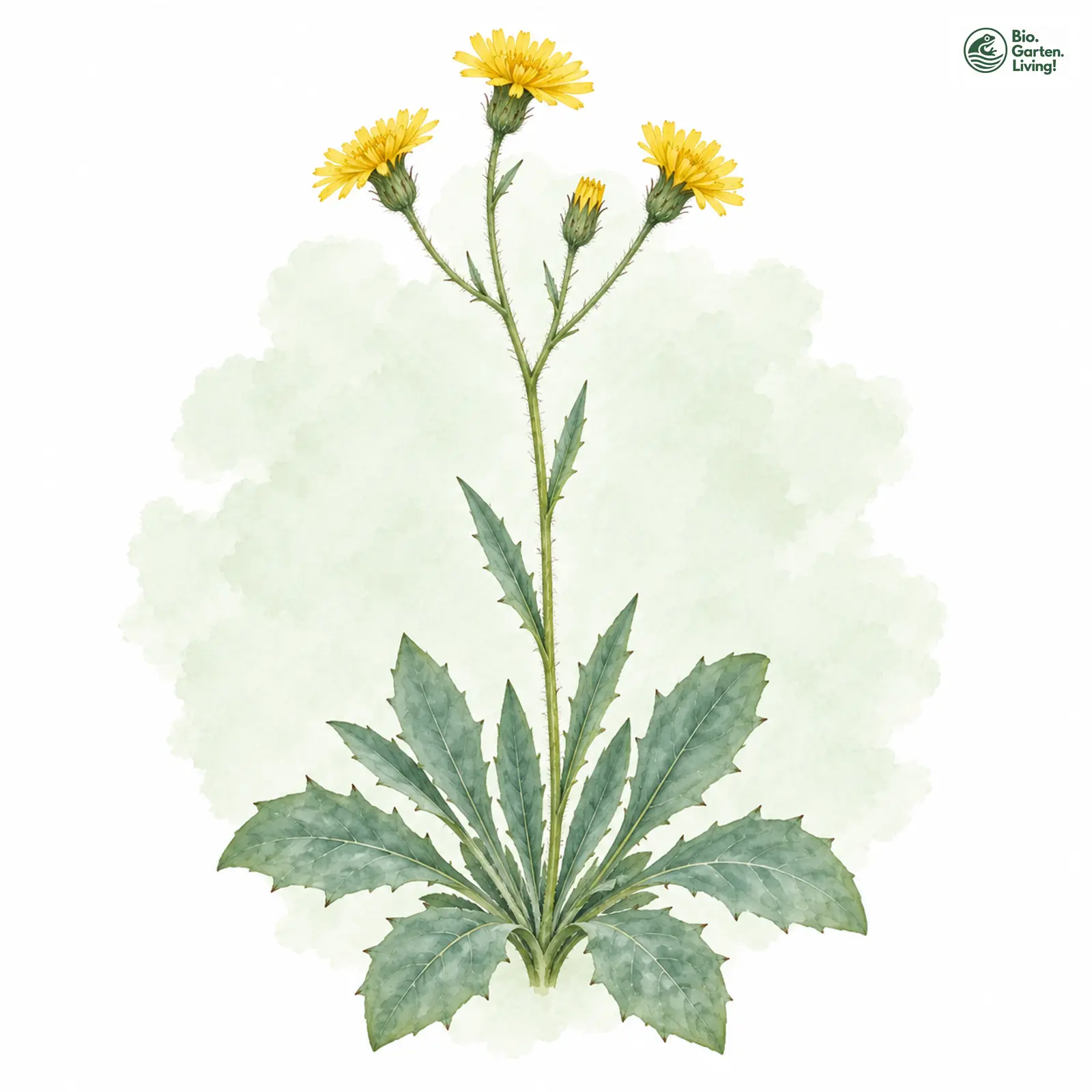 Aquarellzeichnung: Spitzzähniges Habichtskraut (Hieracium oxyodon)