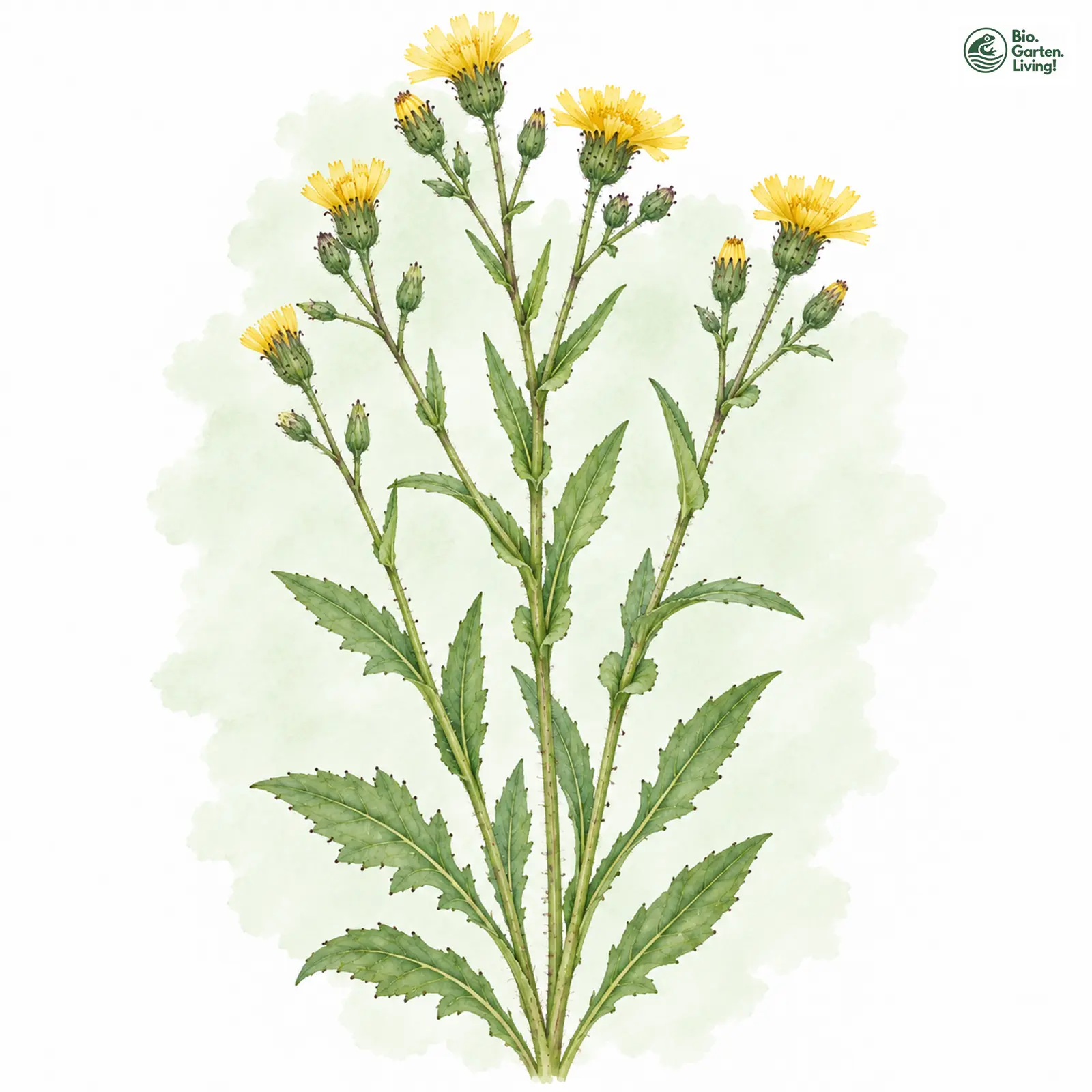 Aquarellzeichnung: Bitterkraut-Habichtskraut (Hieracium picroides)