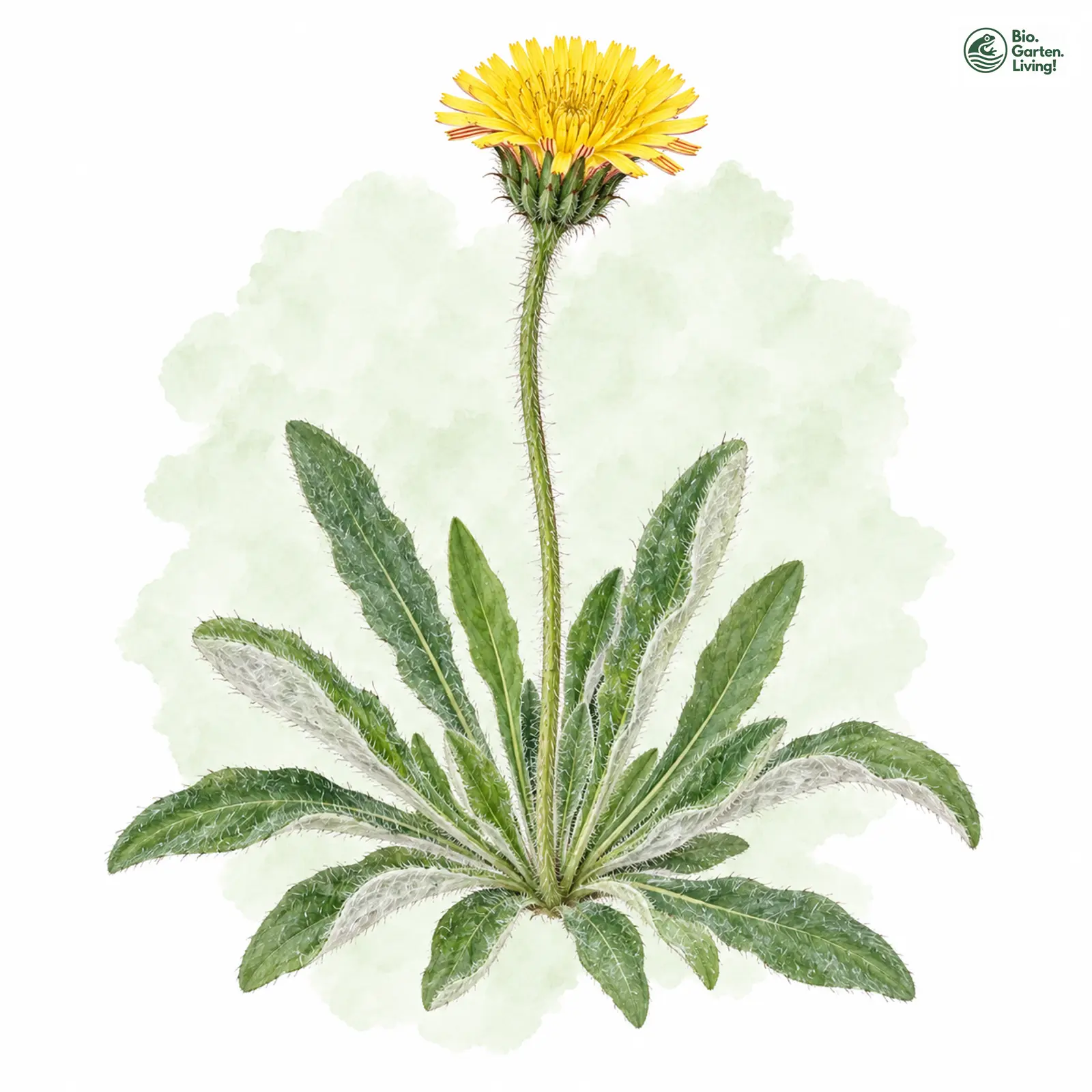 Aquarellzeichnung: Kleines Habichtskraut (Hieracium pilosella)