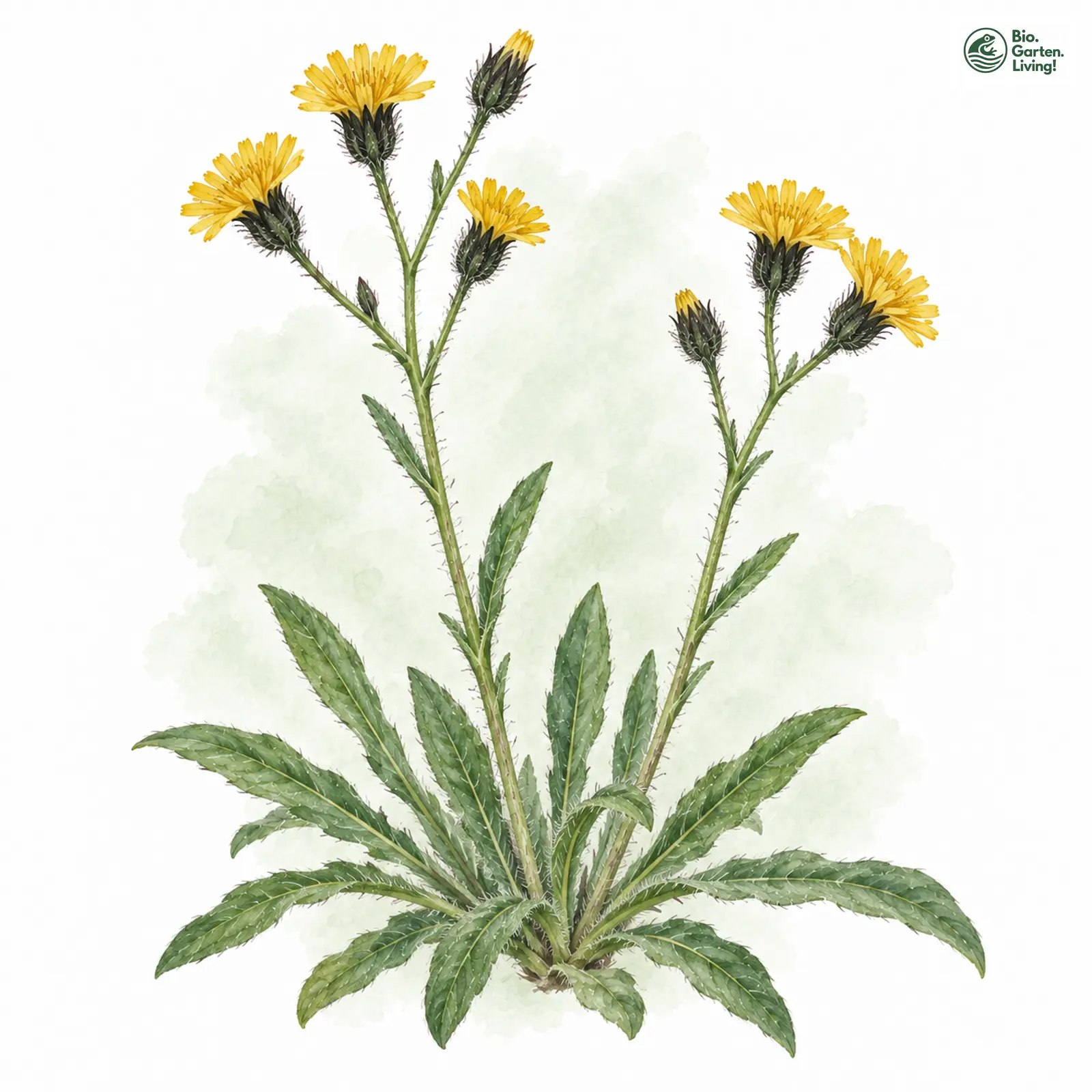 Aquarellzeichnung: Erzgebirgs-Habichtskraut (Hieracium piloselliflorum)