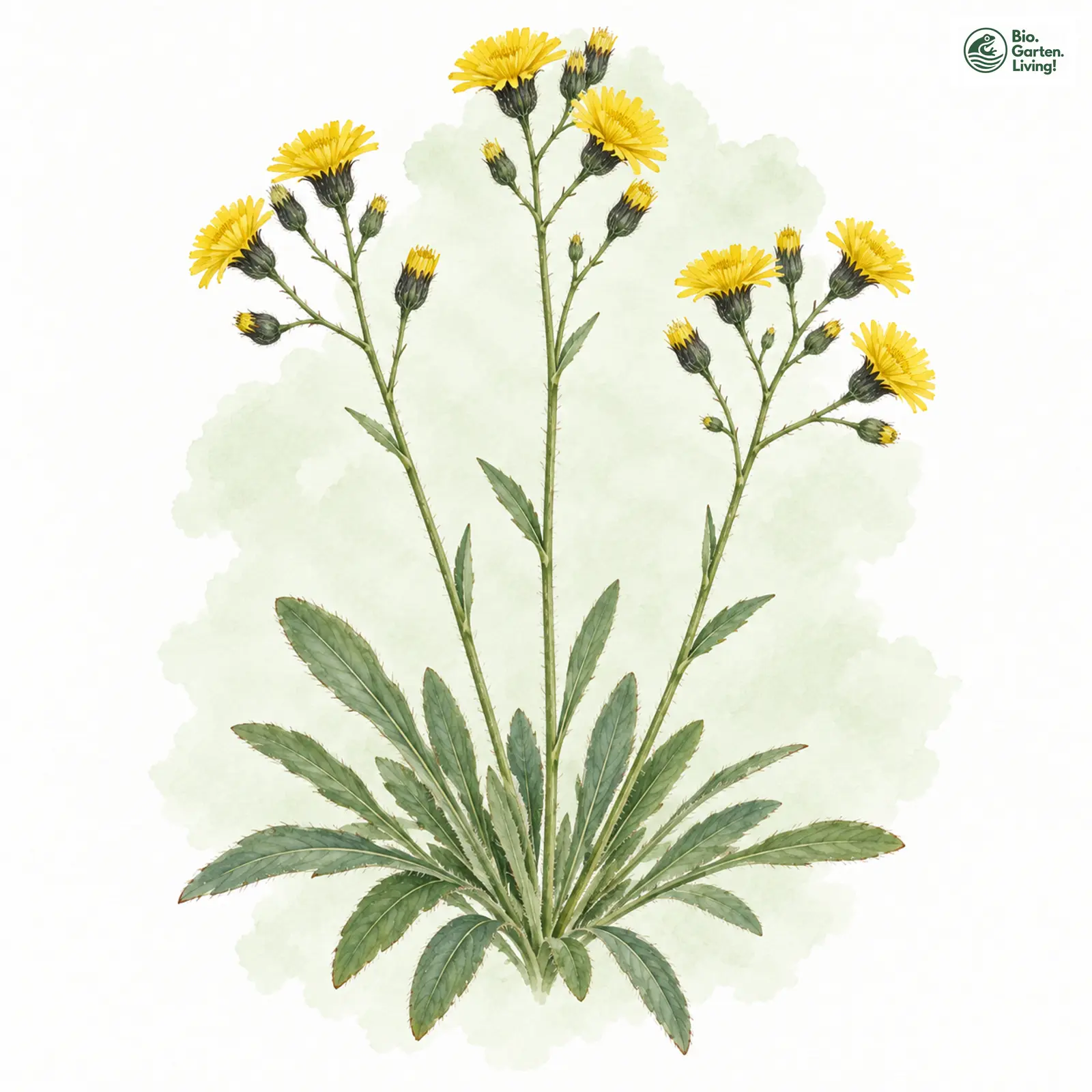 Aquarellzeichnung: Florentiner Habichtskraut (Hieracium piloselloides)