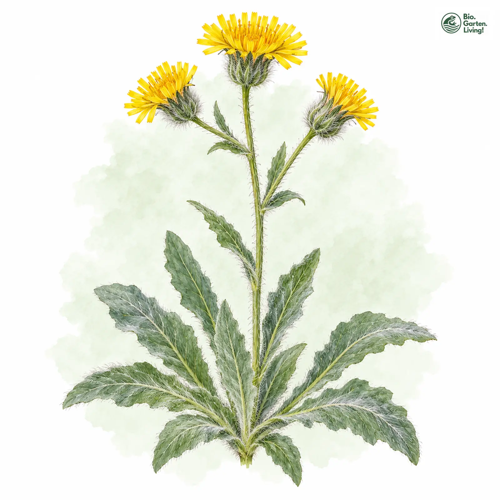 Aquarellzeichnung: Weißhaariges Habichtskraut (Hieracium pilosum)