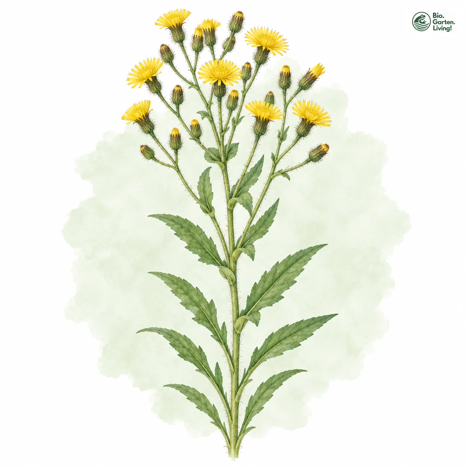 Aquarellzeichnung: Hasenlattich-Habichtskraut (Hieracium prenanthoides)