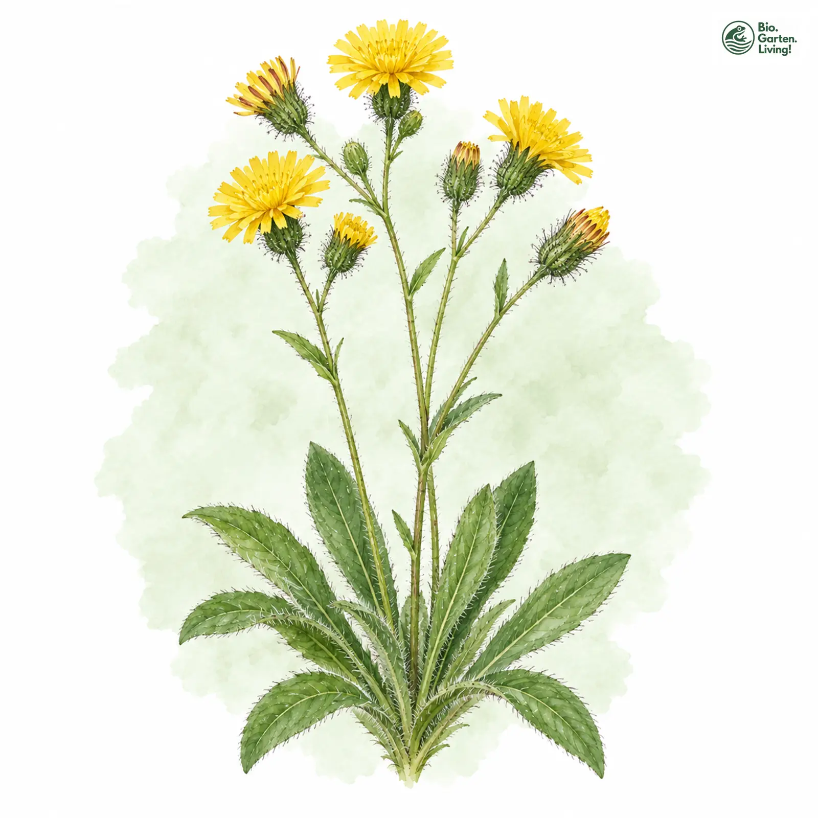 Aquarellzeichnung: Preußisches Habichtskraut (Hieracium prussicum)