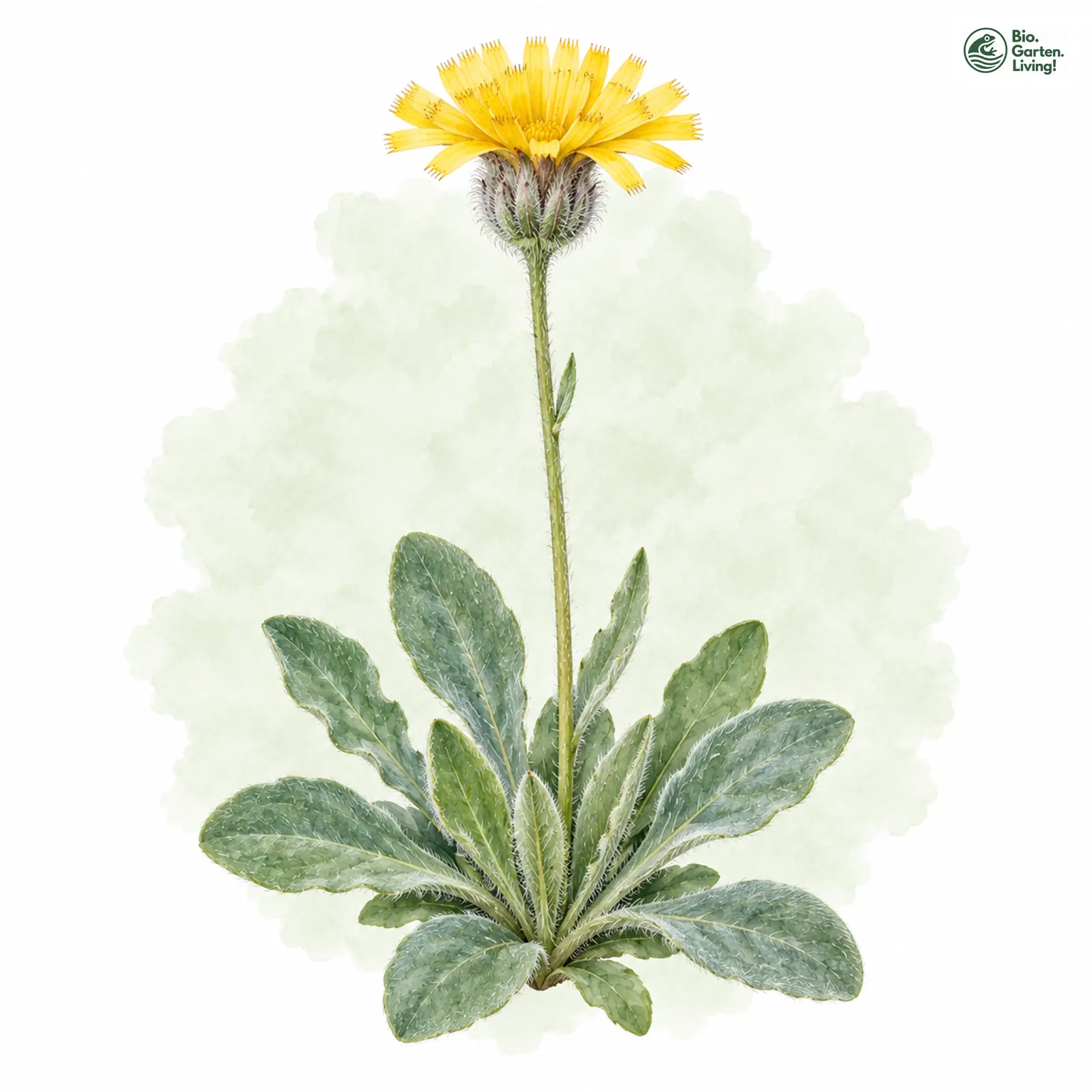 Aquarellzeichnung: Löffelkraut-Habichtskraut (Hieracium pseudalpinum)