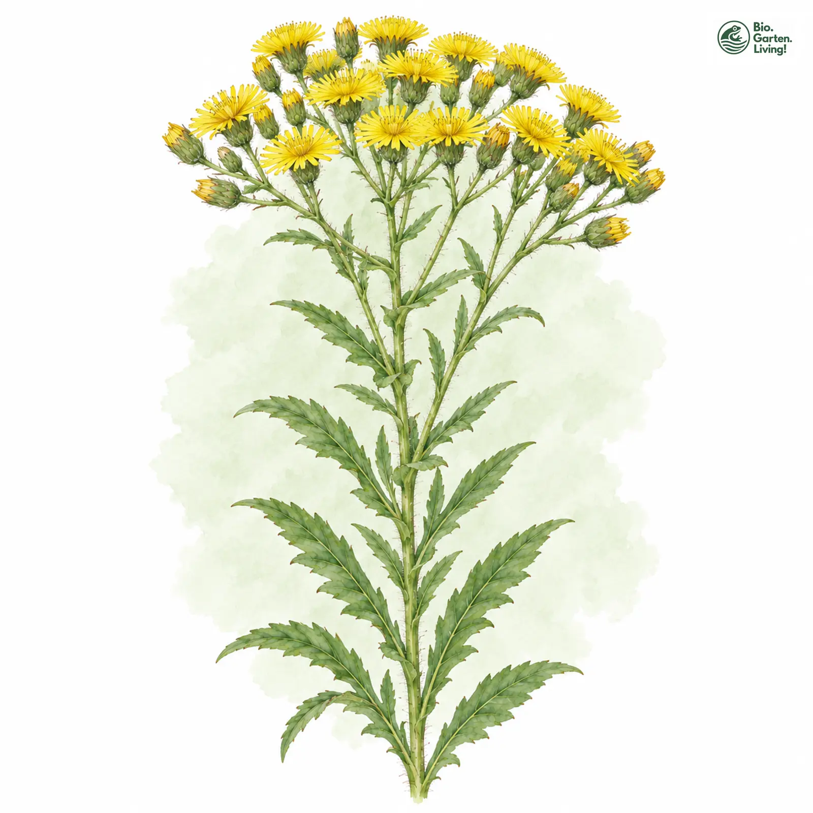 Aquarellzeichnung: Schirmtraubiges Habichtskraut (Hieracium pseudocorymbosum)