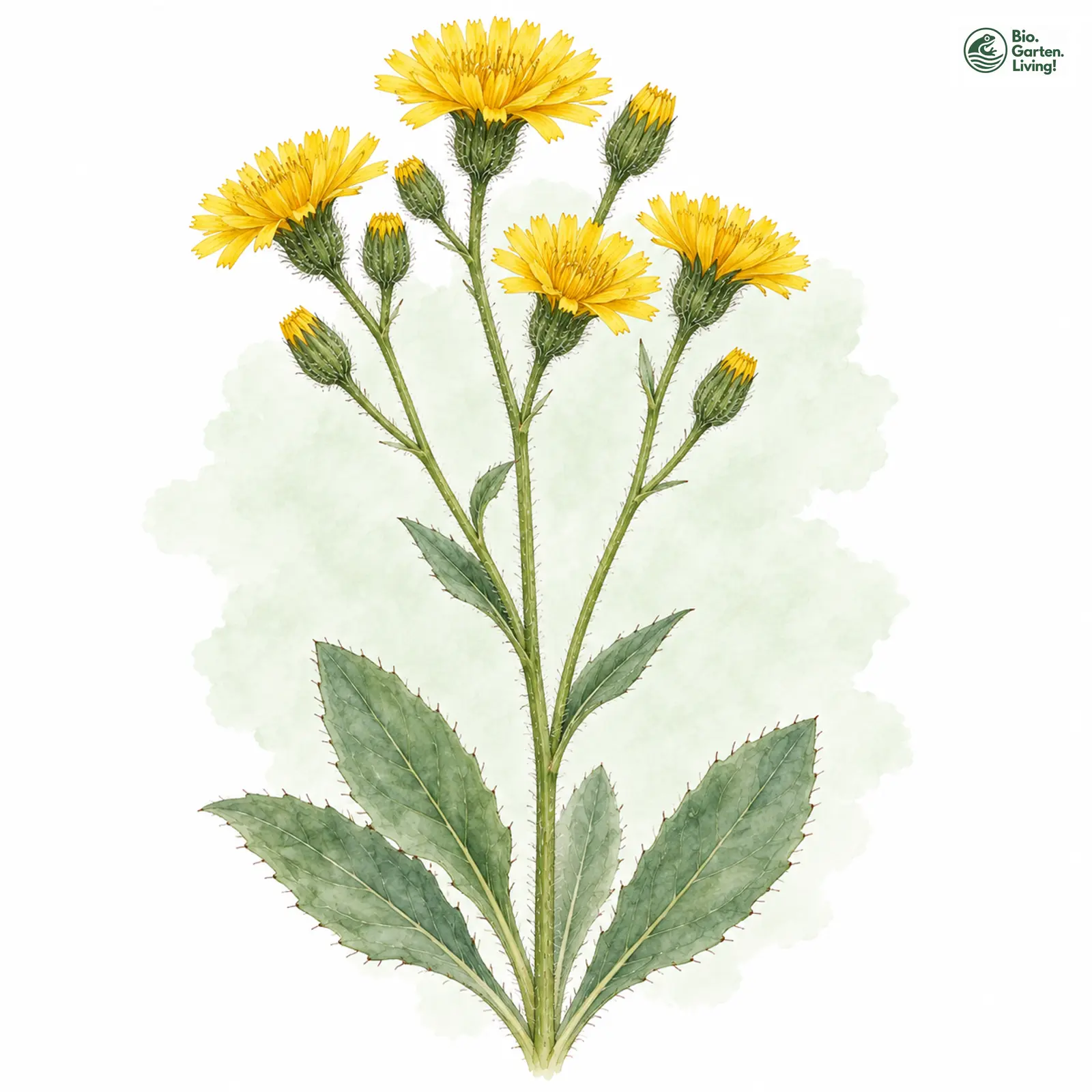 Aquarellzeichnung: Steinbrech-Habichtskraut (Hieracium saxifragum)