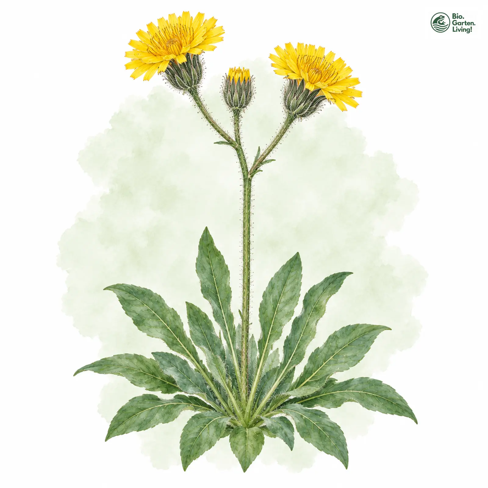 Aquarellzeichnung: Schultes-Habichtskraut (Hieracium schultesii)