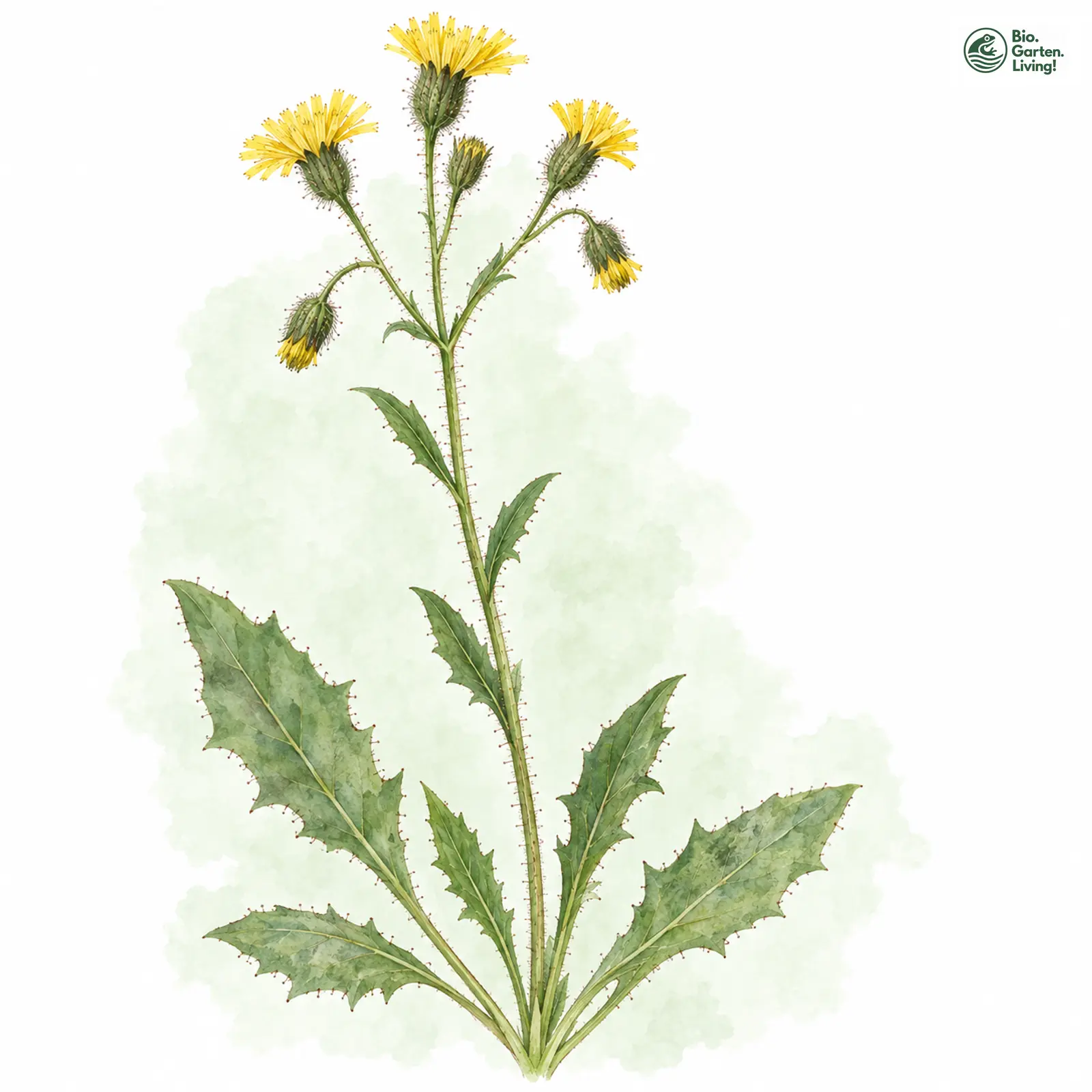 Aquarellzeichnung: Nachäffendes Habichtskraut (Hieracium simia)
