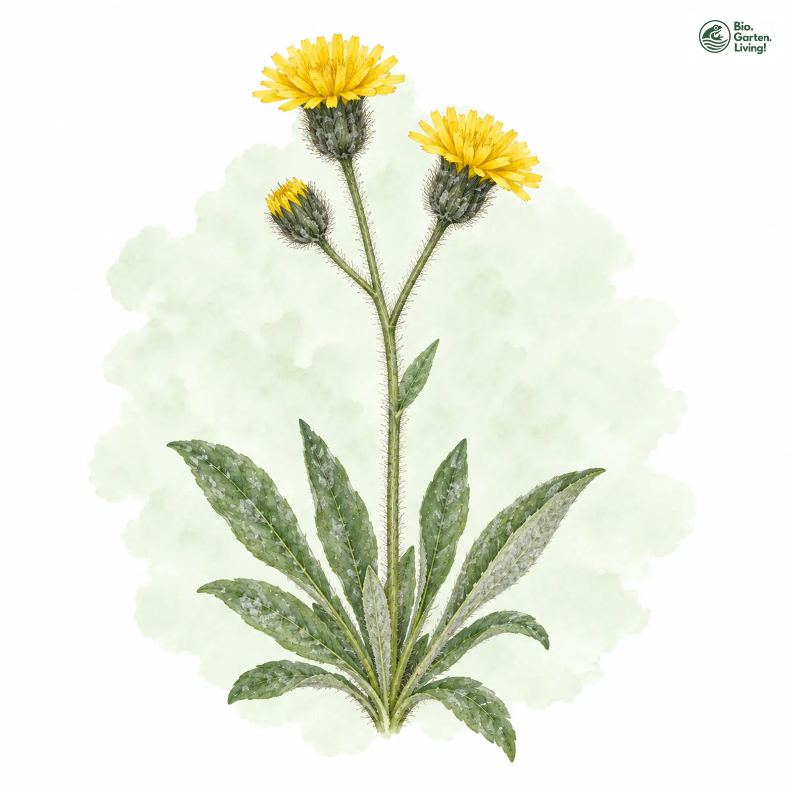 Aquarellzeichnung: Kugelköpfiges Habichtskraut (Hieracium sphaerocephalum)