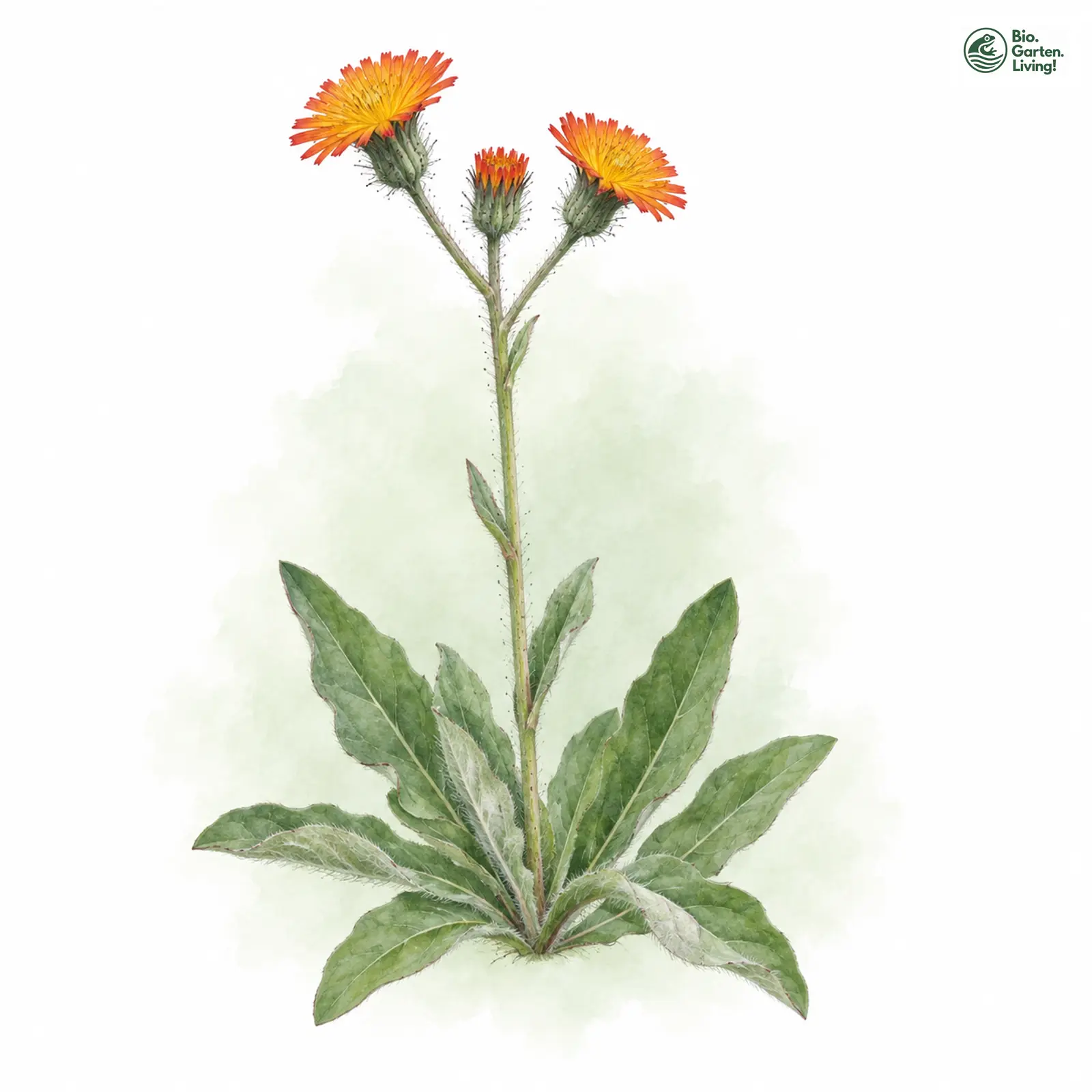 Aquarellzeichnung: Läuferblütiges Habichtskraut (Hieracium stoloniflorum)