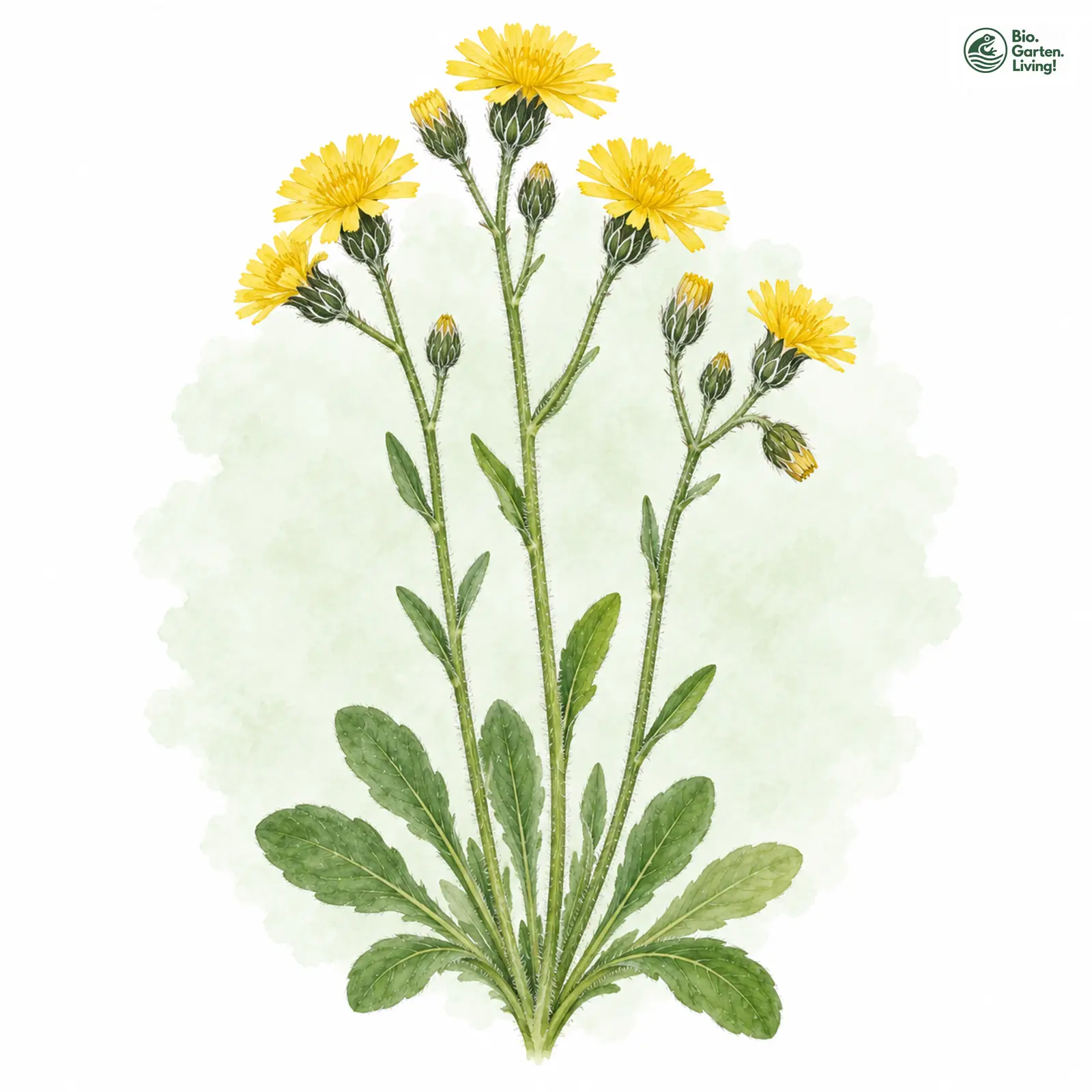 Aquarellzeichnung: Schwefelgelbes Habichtskraut (Hieracium sulphureum)