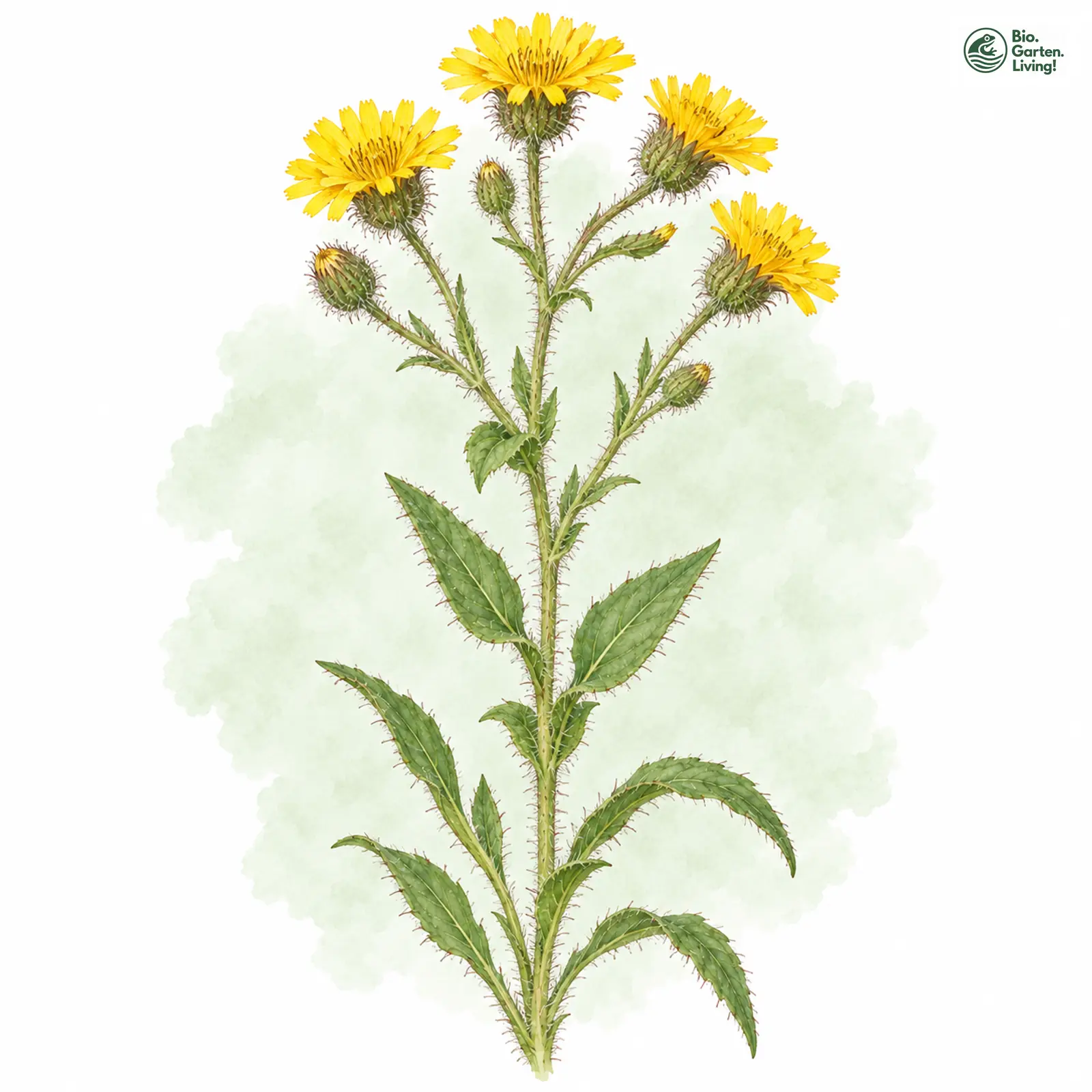 Aquarellzeichnung: Starkbehaartes Habichtskraut (Hieracium valdepilosum)