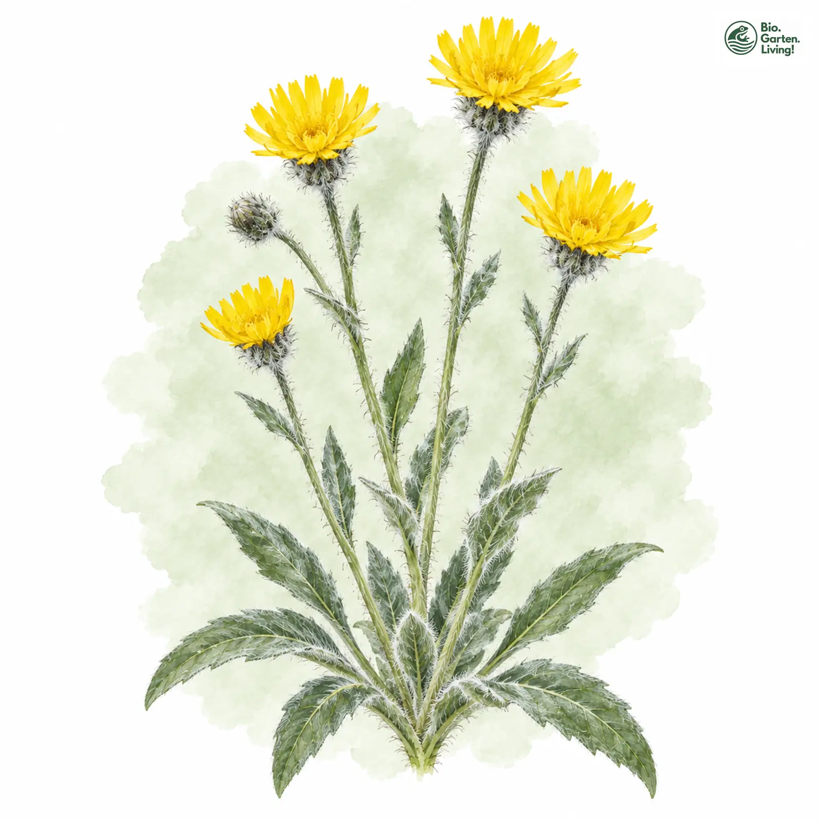 Aquarellzeichnung: Woll-Habichtskraut (Hieracium villosum)