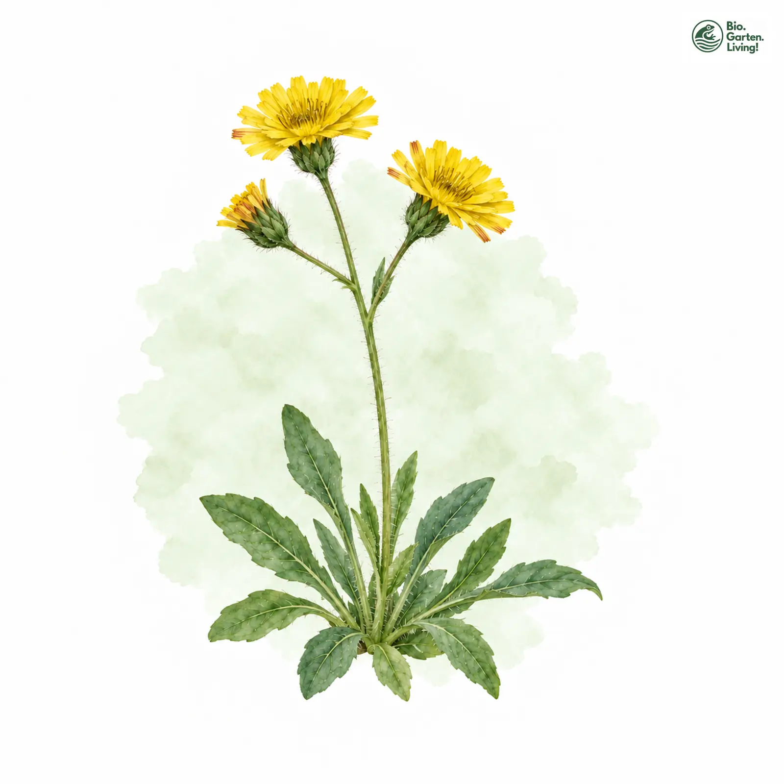Aquarellzeichnung: Grünblättriges Habichtskraut (Hieracium viridifolium)