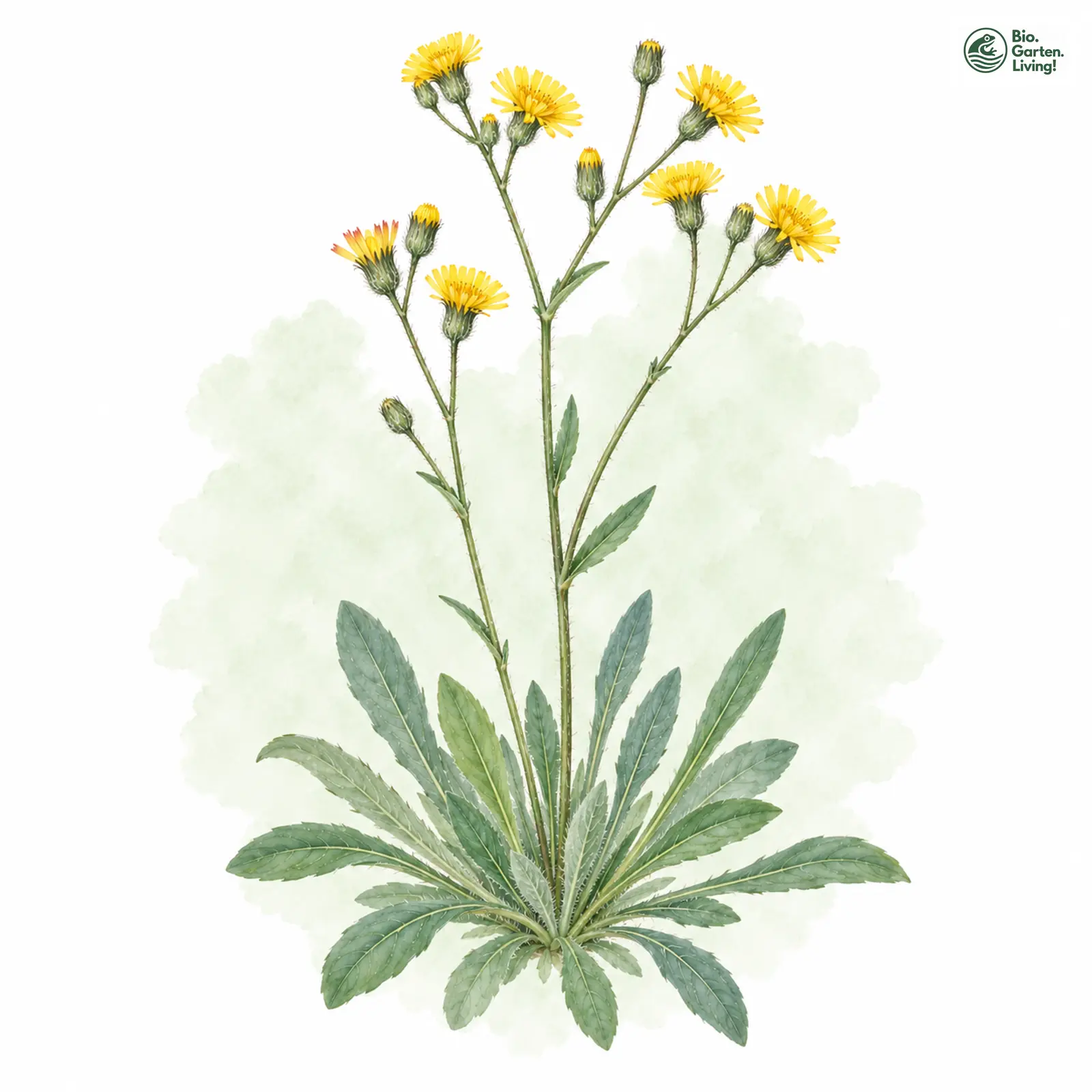 Aquarellzeichnung: Visiani-Habichtskraut (Hieracium visianii)