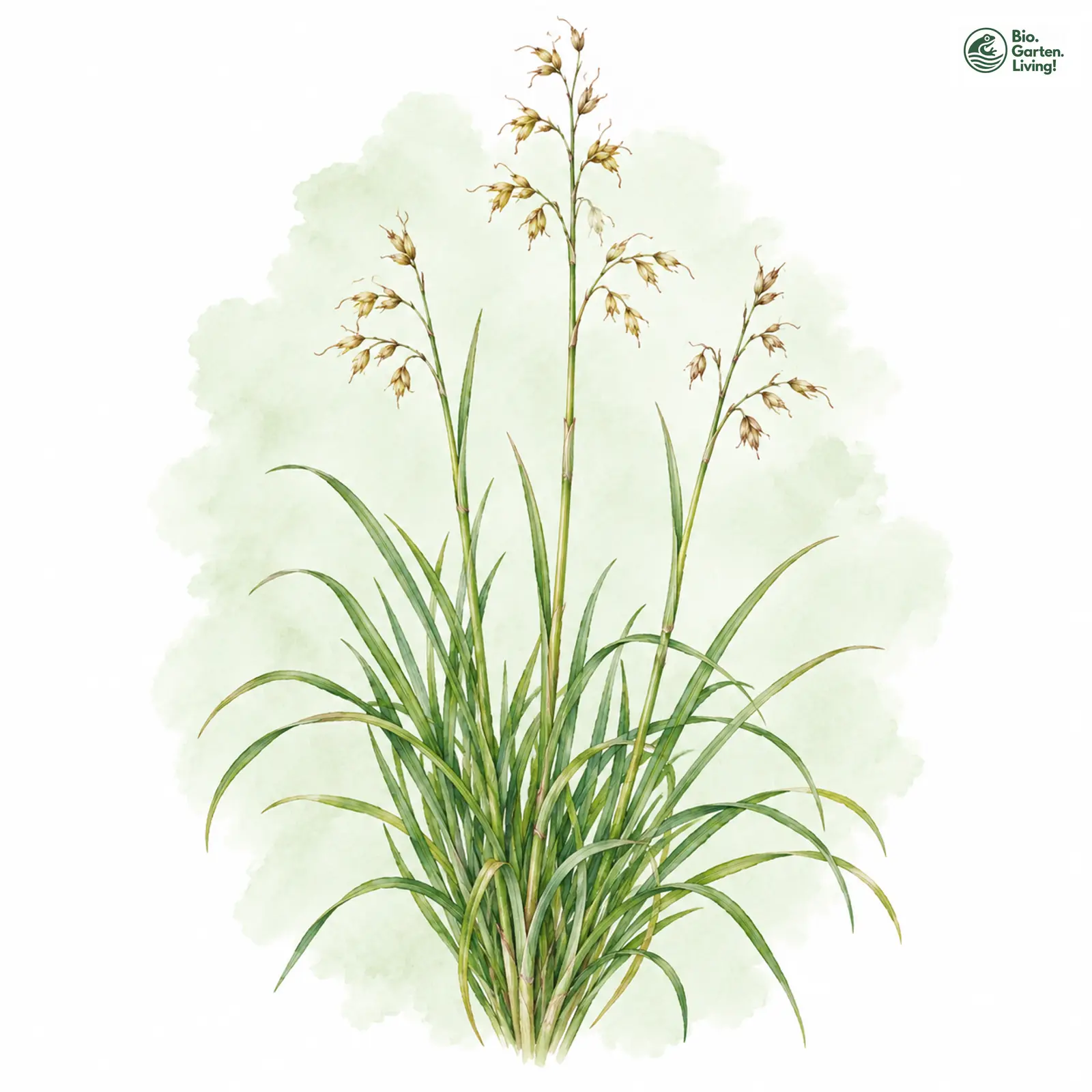 Aquarellzeichnung: Südliches Mariengras (Hierochloe australis)
