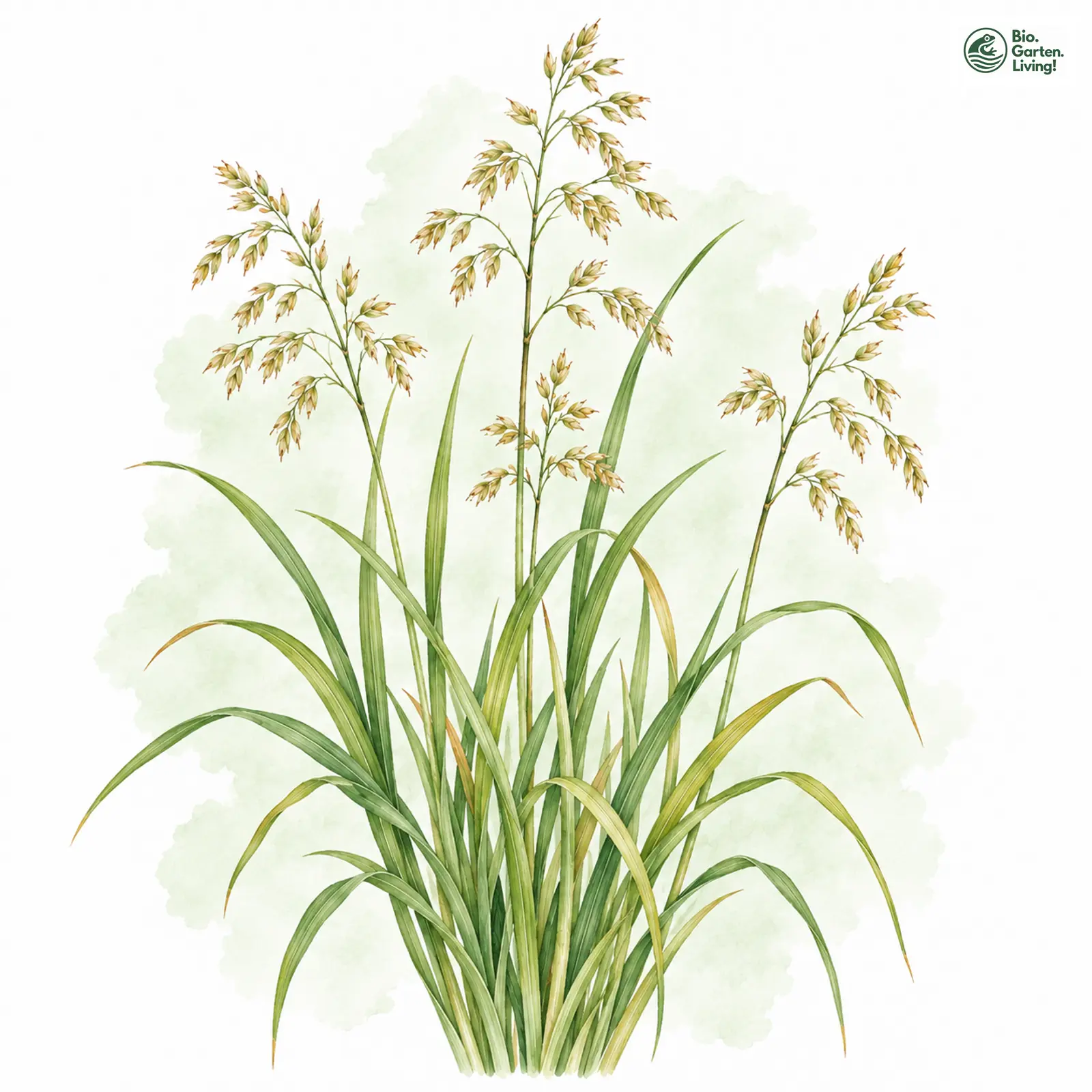 Aquarellzeichnung: Duft-Mariengras (Hierochloe odorata)