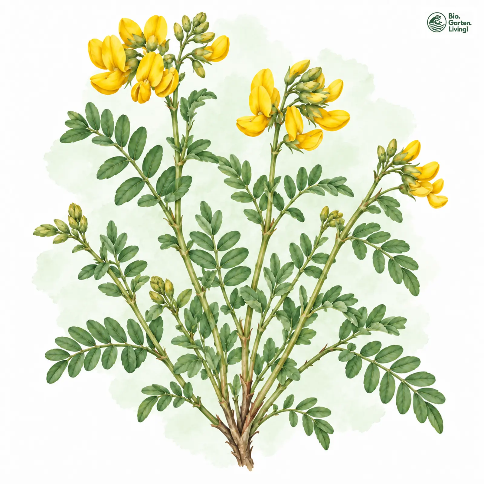 Aquarellzeichnung: Strauchwicke (Hippocrepis emerus)