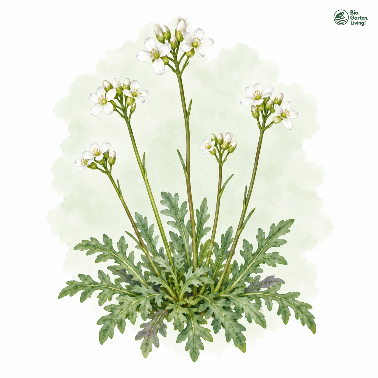 Aquarellzeichnung: Alpen-Gämskresse (Hornungia alpina)