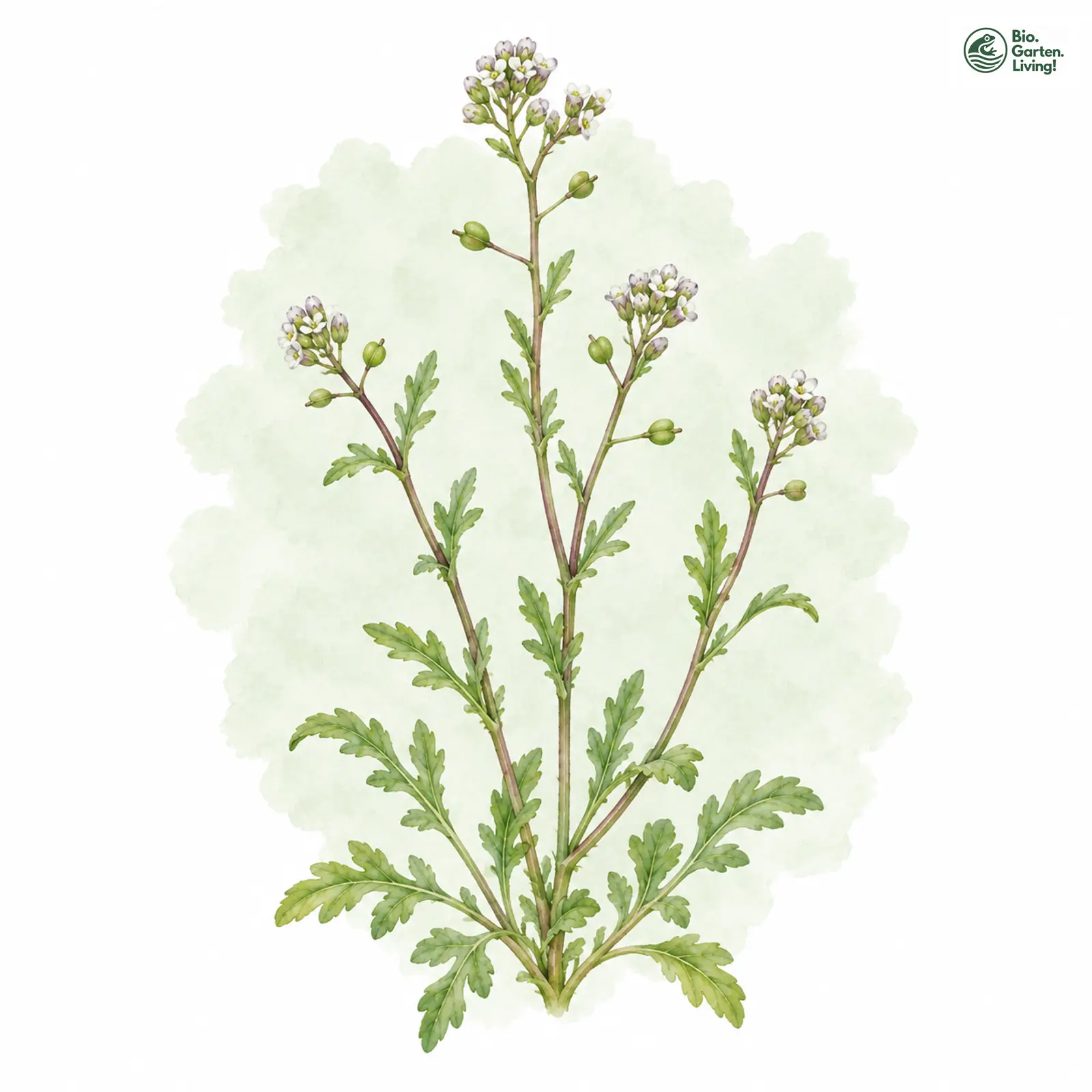 Aquarellzeichnung: Zwerg-Steppenkresse (Hornungia petraea)