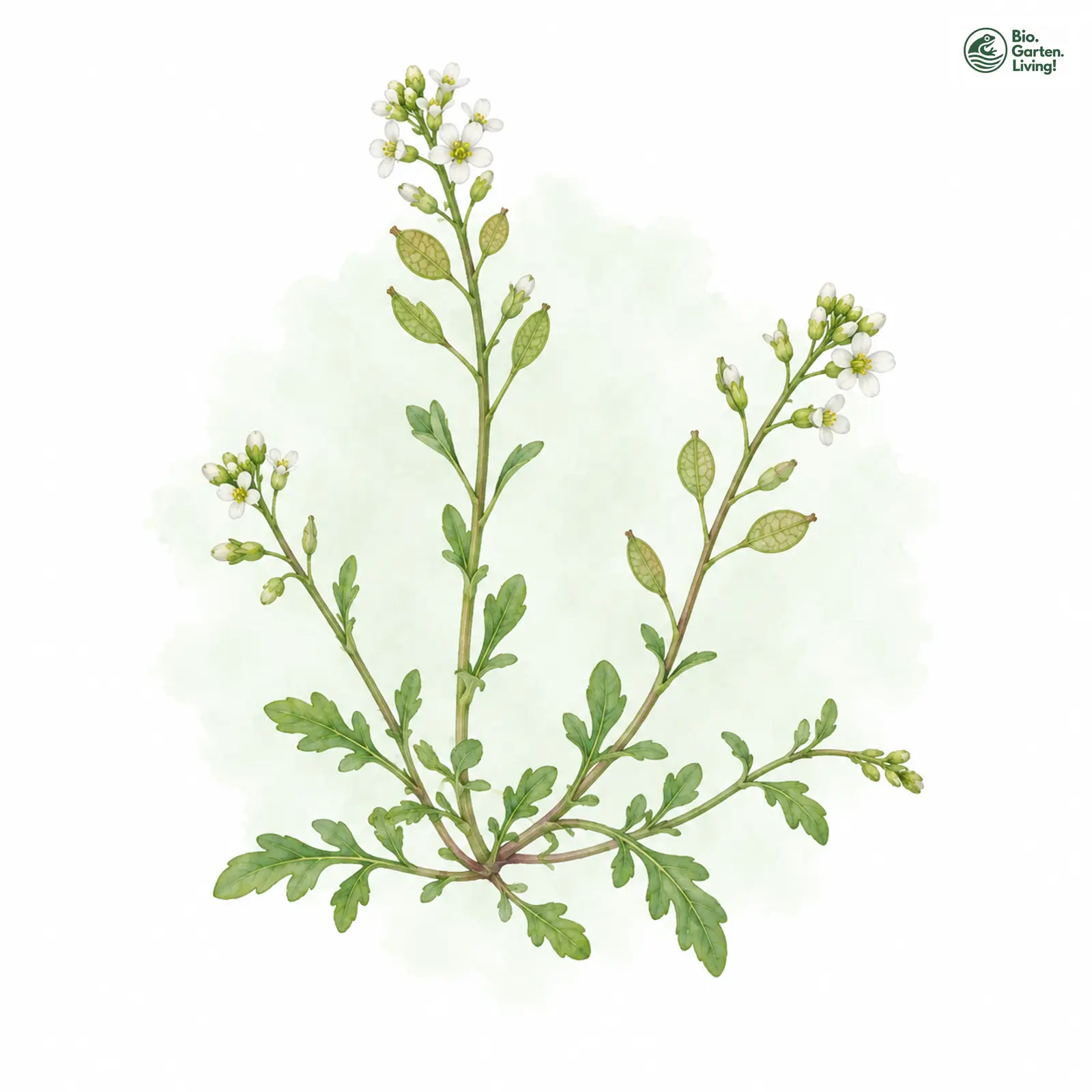 Aquarellzeichnung: Salztäschel (Hornungia procumbens)
