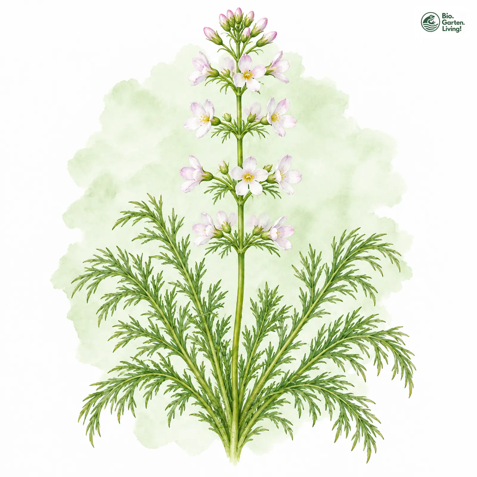 Aquarellzeichnung: Wasserfeder (Hottonia palustris)