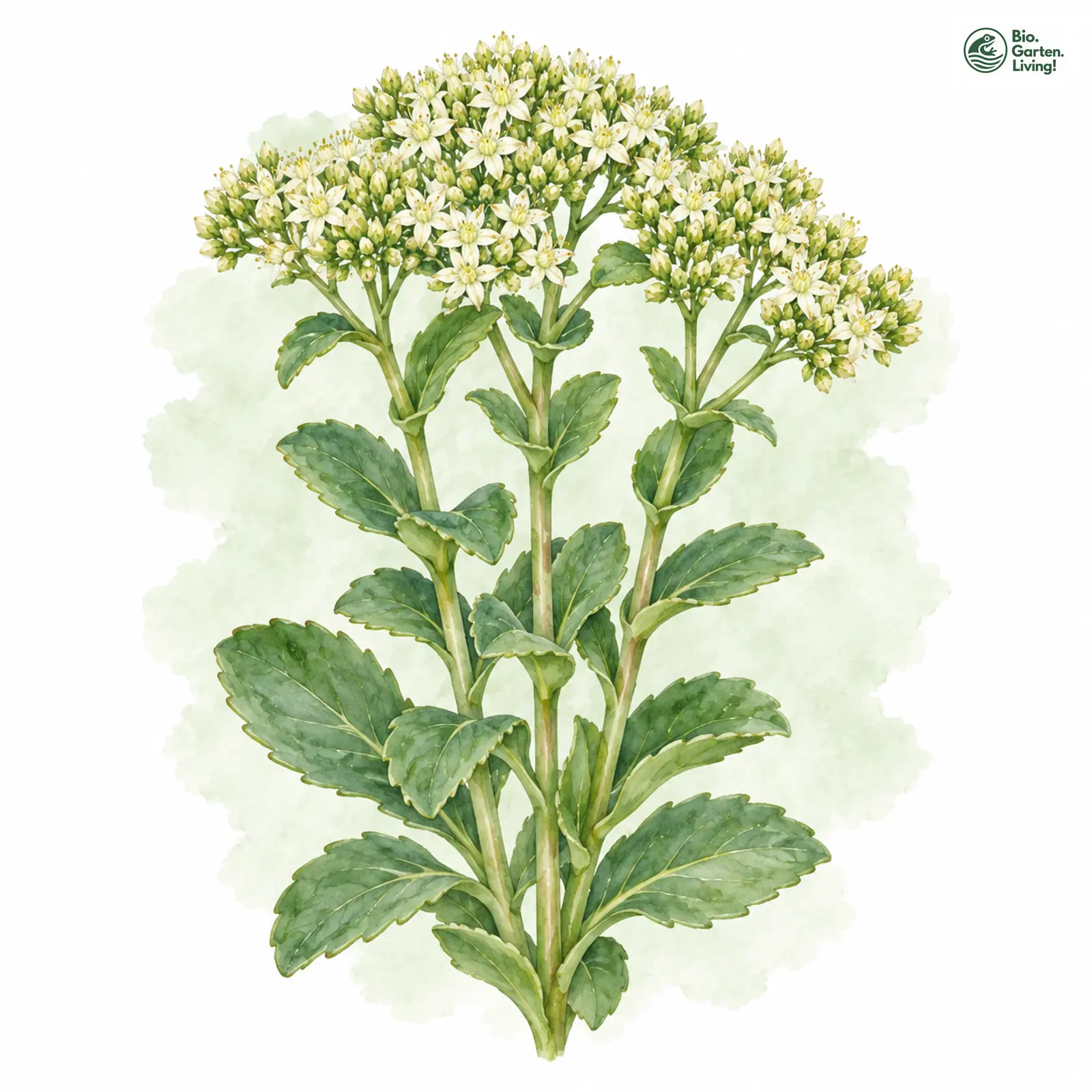 Aquarellzeichnung: Große Waldfetthenne (Hylotelephium maximum)