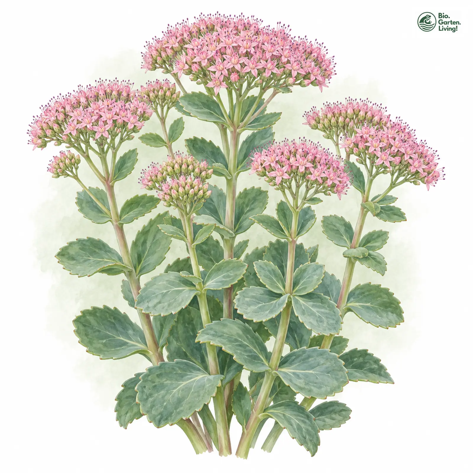 Aquarellzeichnung: Prächtige Fetthenne (Hylotelephium spectabile)