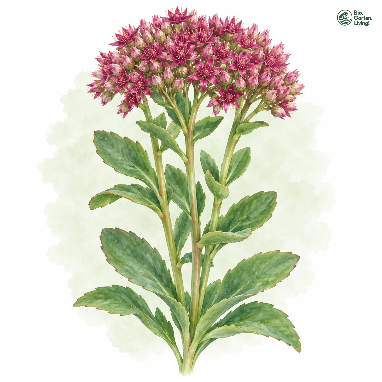 Aquarellzeichnung: Purpur-Waldfetthenne (Hylotelephium telephium (im engeren Sinne))
