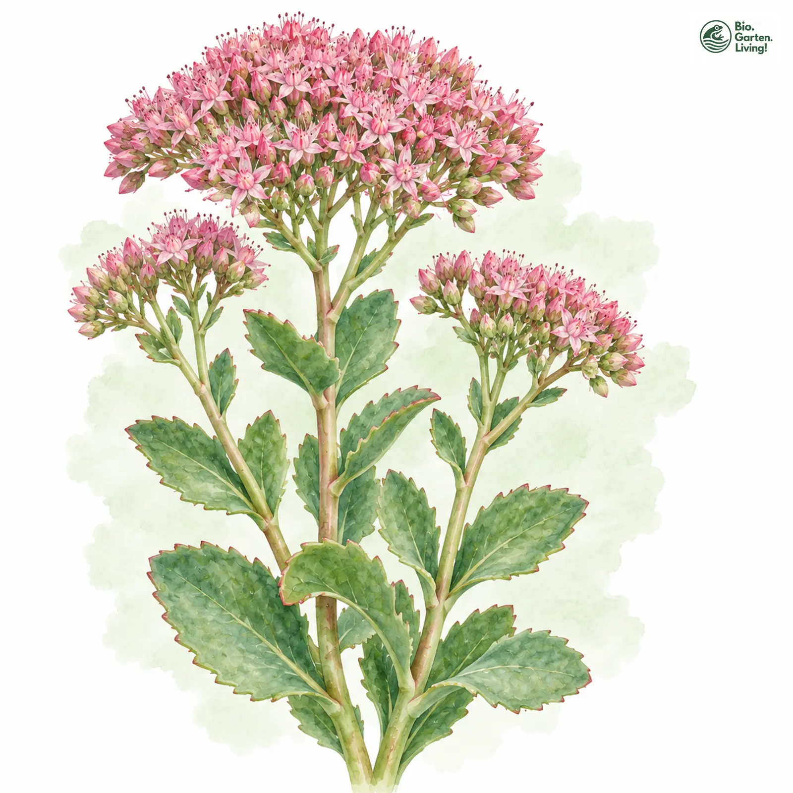 Aquarellzeichnung: Berg-Waldfetthenne (Hylotelephium vulgare)