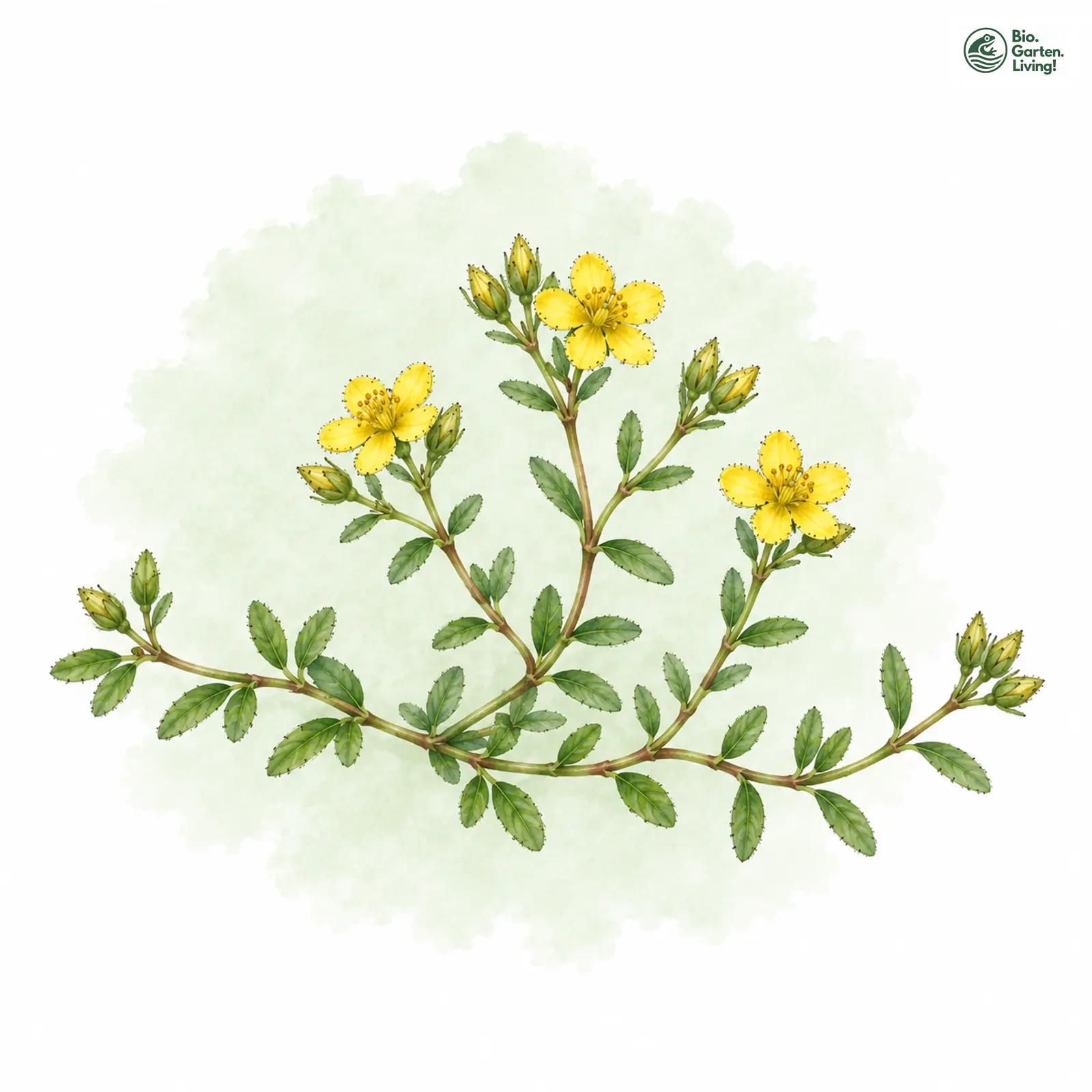Aquarellzeichnung: Liegendes Hartheu (Hypericum humifusum)