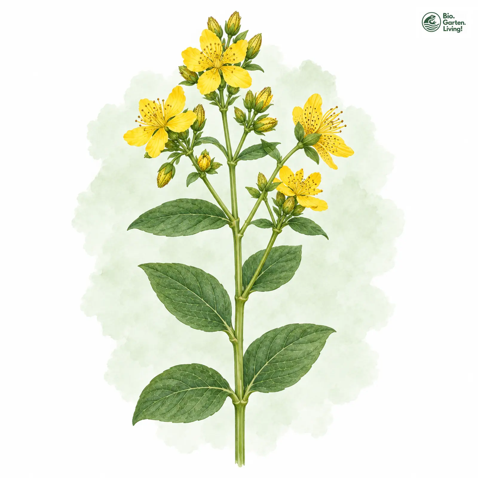 Aquarellzeichnung: Kanten-Hartheu (Hypericum maculatum (im engeren Sinne))